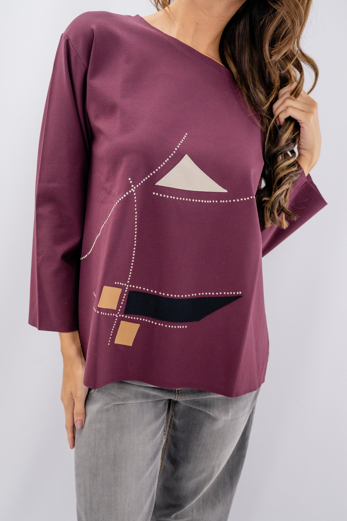 Maglia girocollo con fantasia geometrica