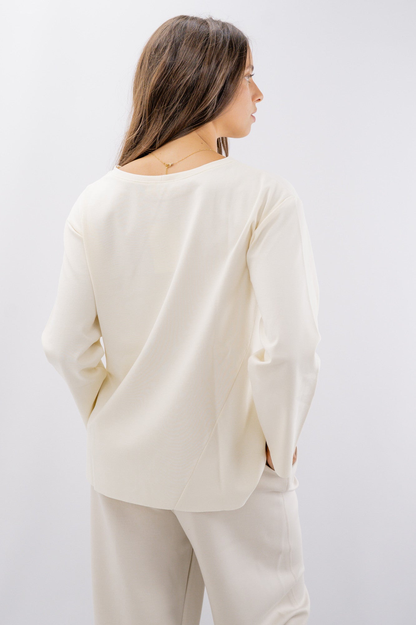 Maglia girocollo con fantasia geometrica