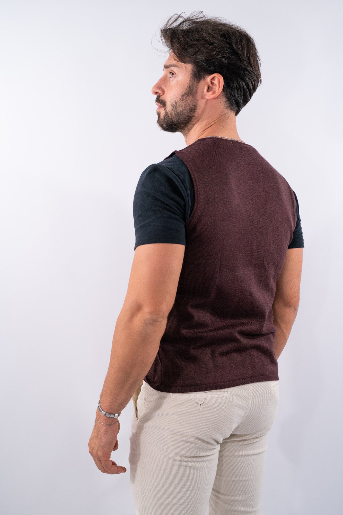 Gilet in maglia con scollo a V e  bottoni