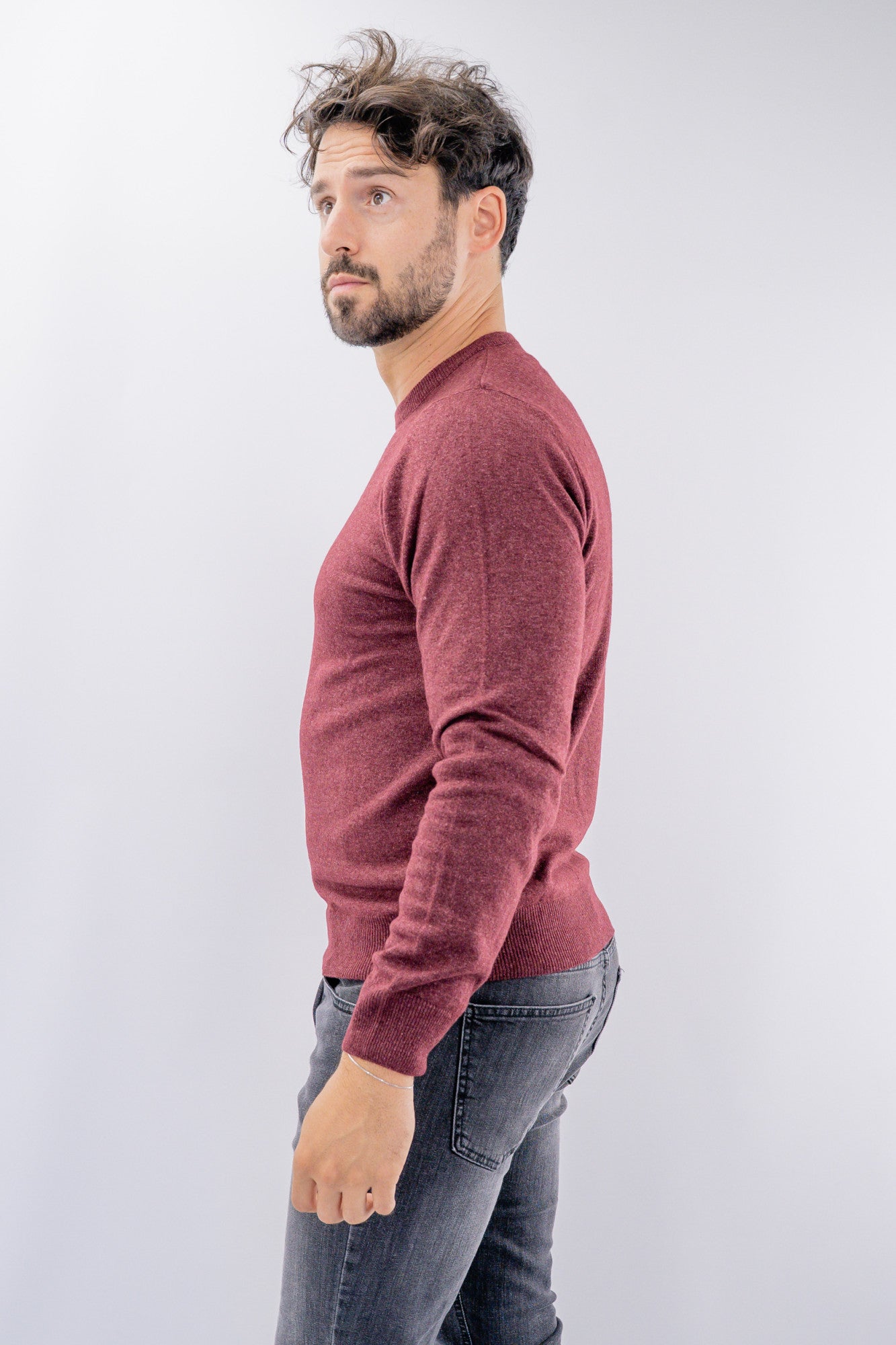Maglia girocollo in lana e cachemire