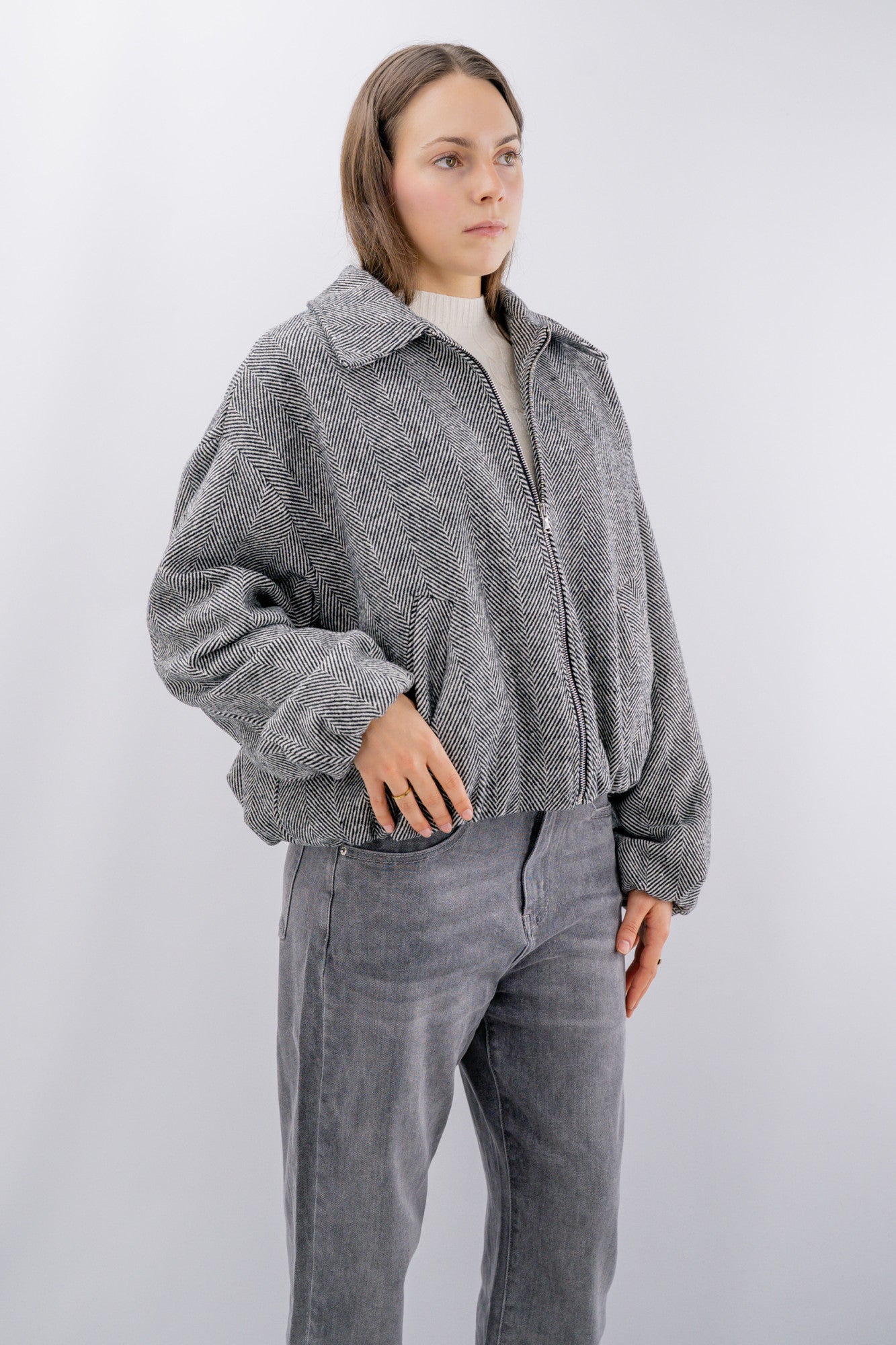 Giubbotto bomber con zip