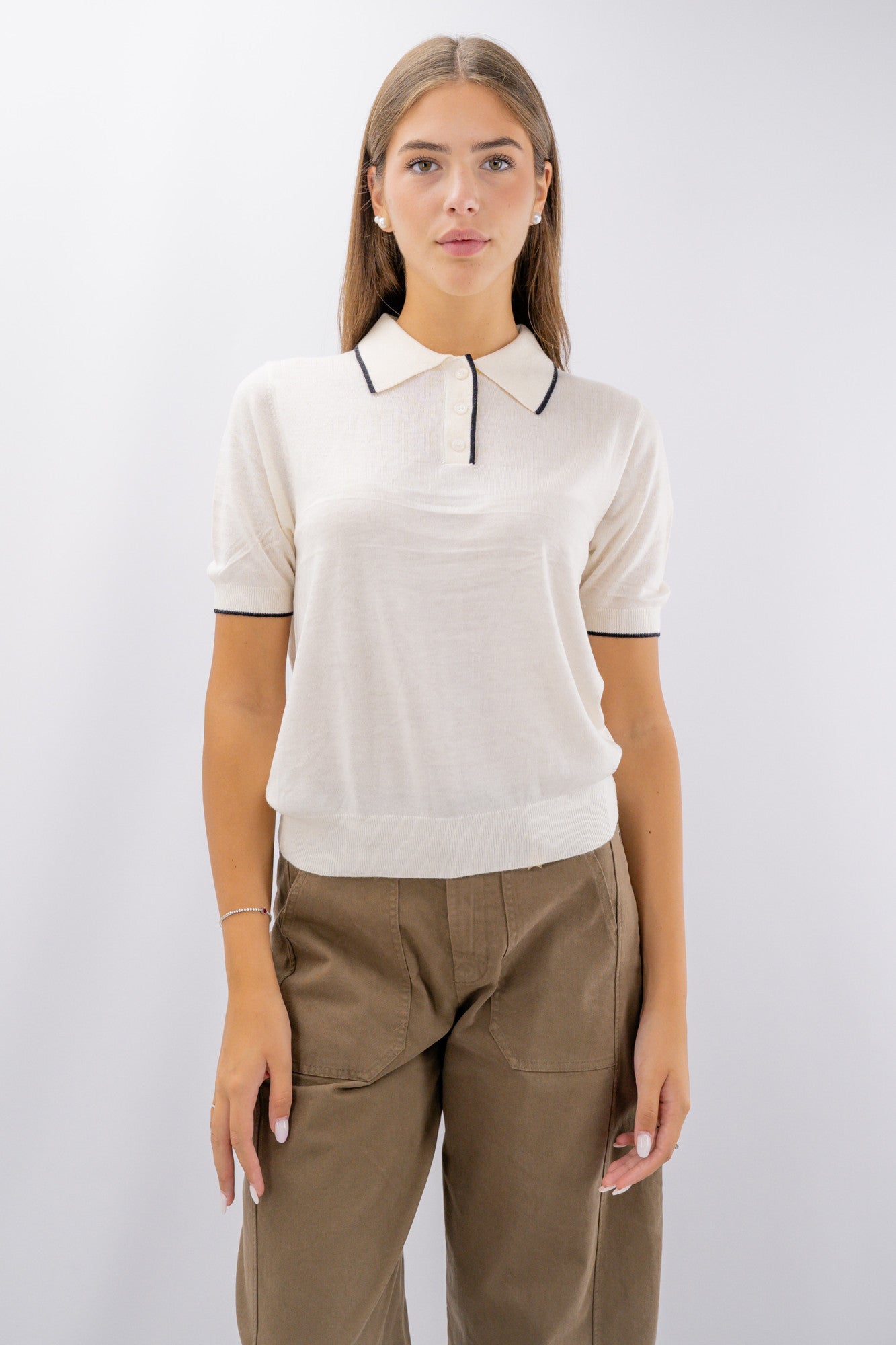 Polo mezza manica con bordo a contrasto