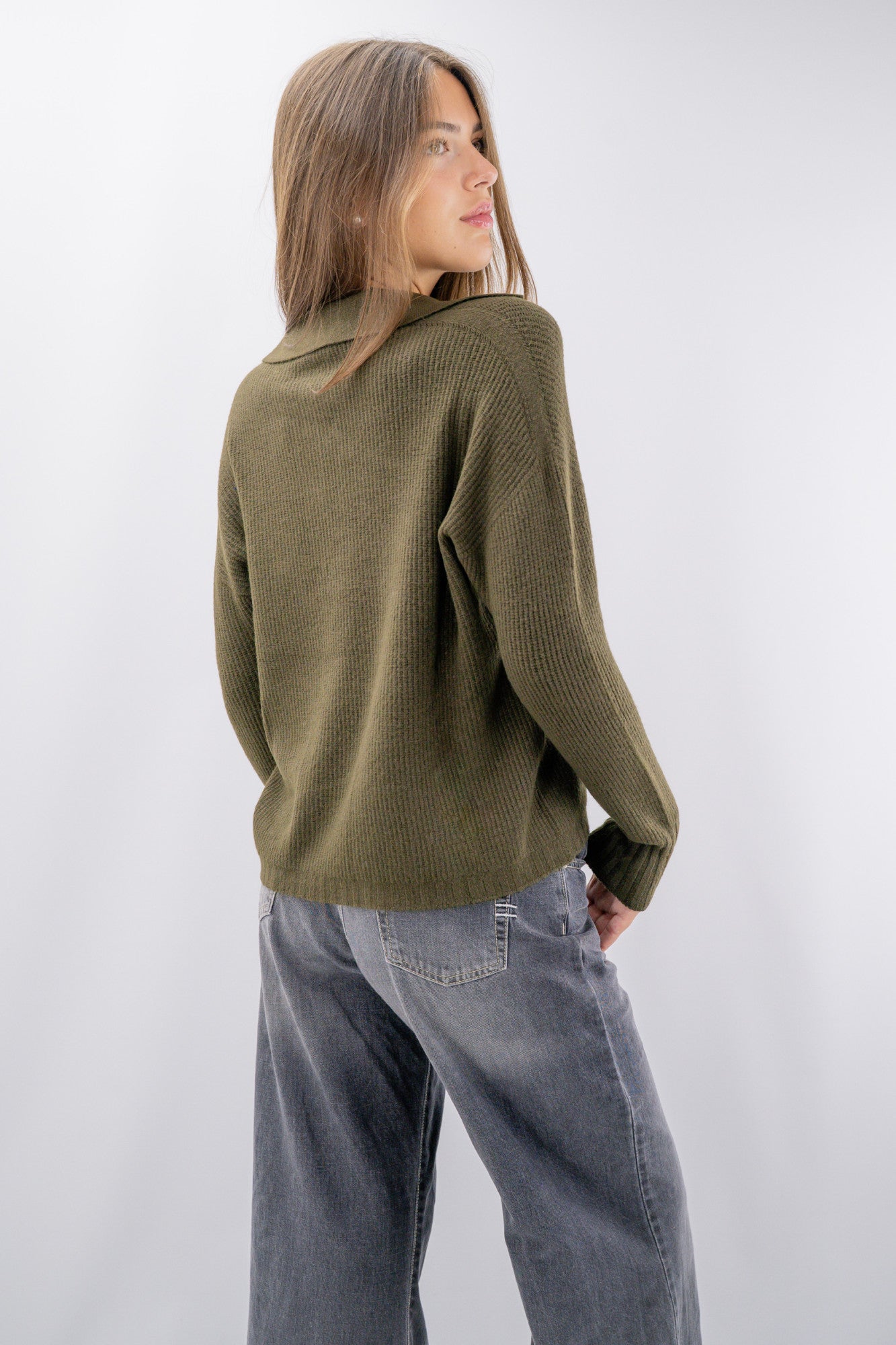 Polo derby in maglia a costine