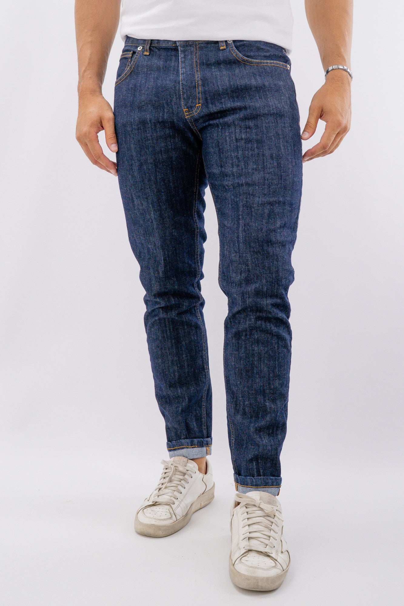 Jeans regular lavaggio scuro in cotone elasticizzato