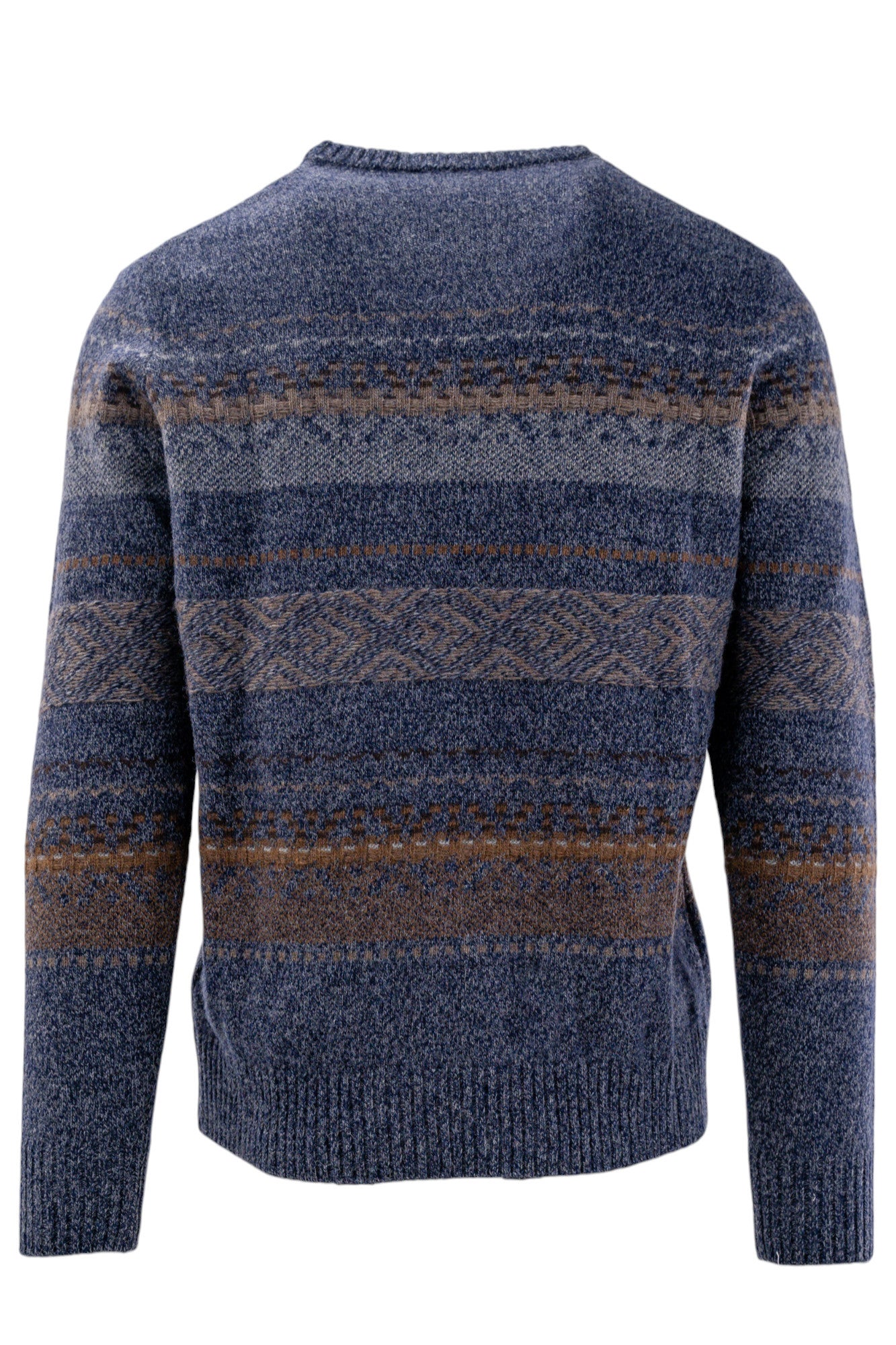 Pullover misto lana con intarsi a righe multicolore
