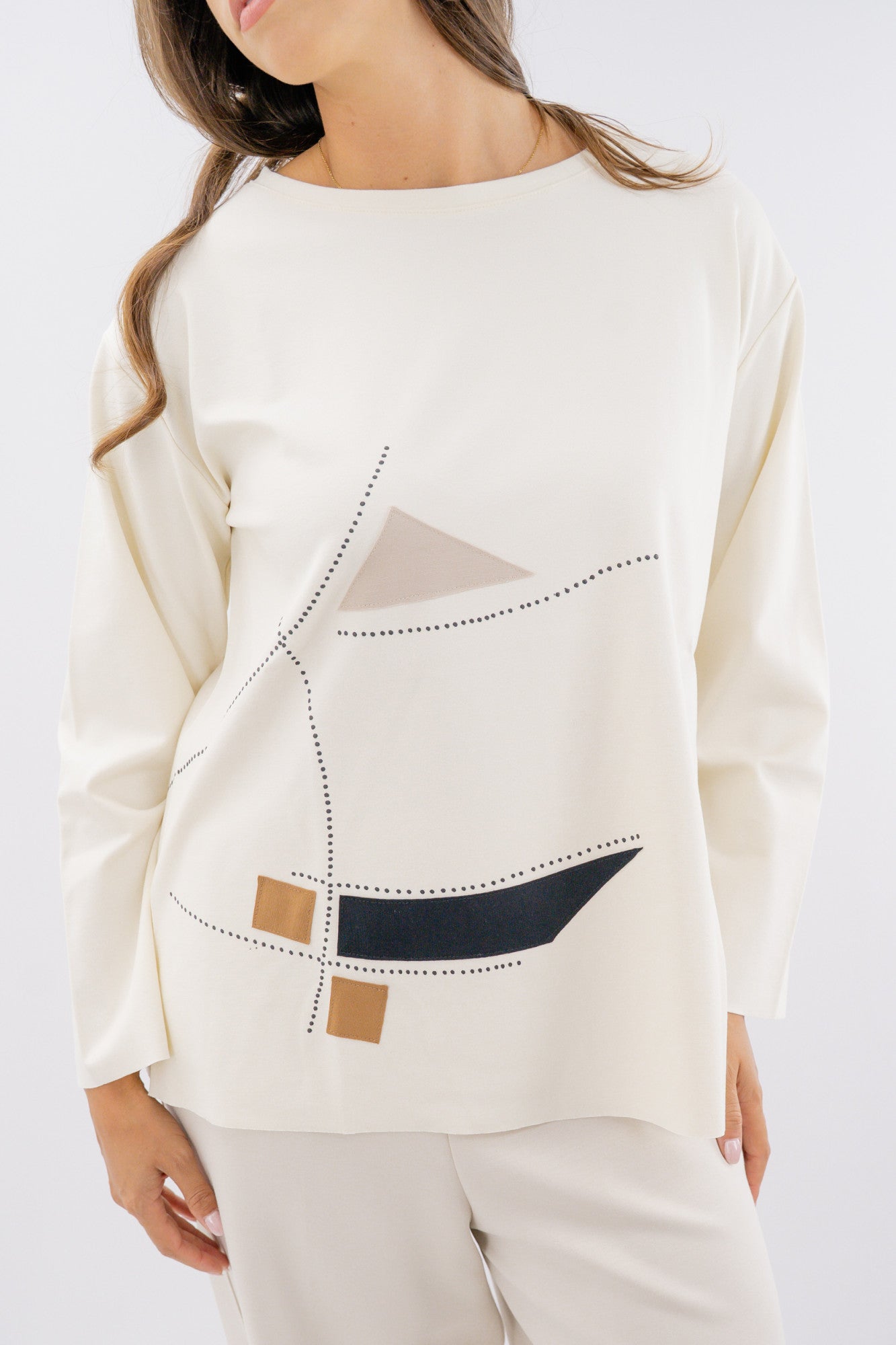 Maglia girocollo con fantasia geometrica