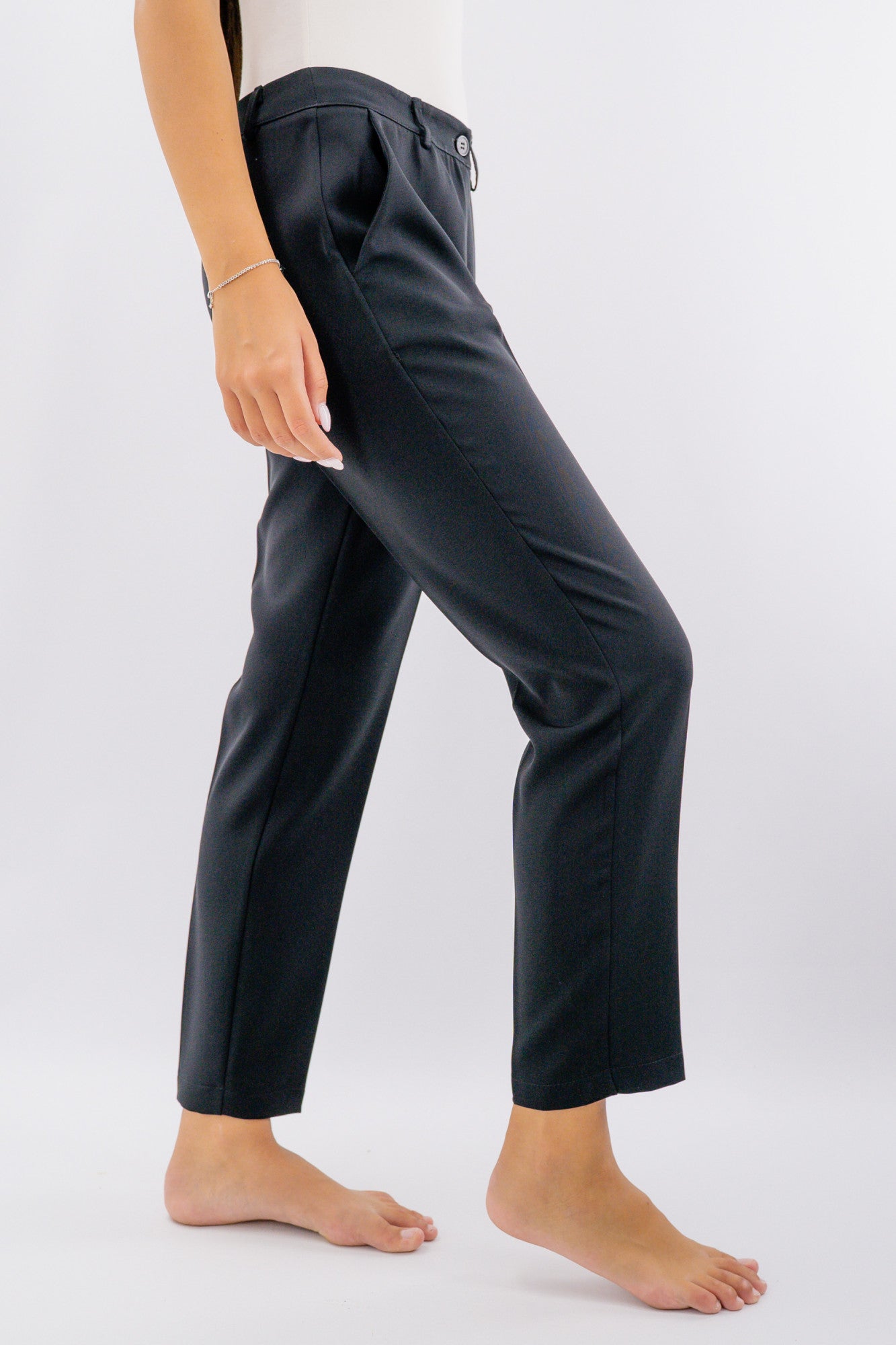 Pantalone gamba asciutta in tessuto fluido