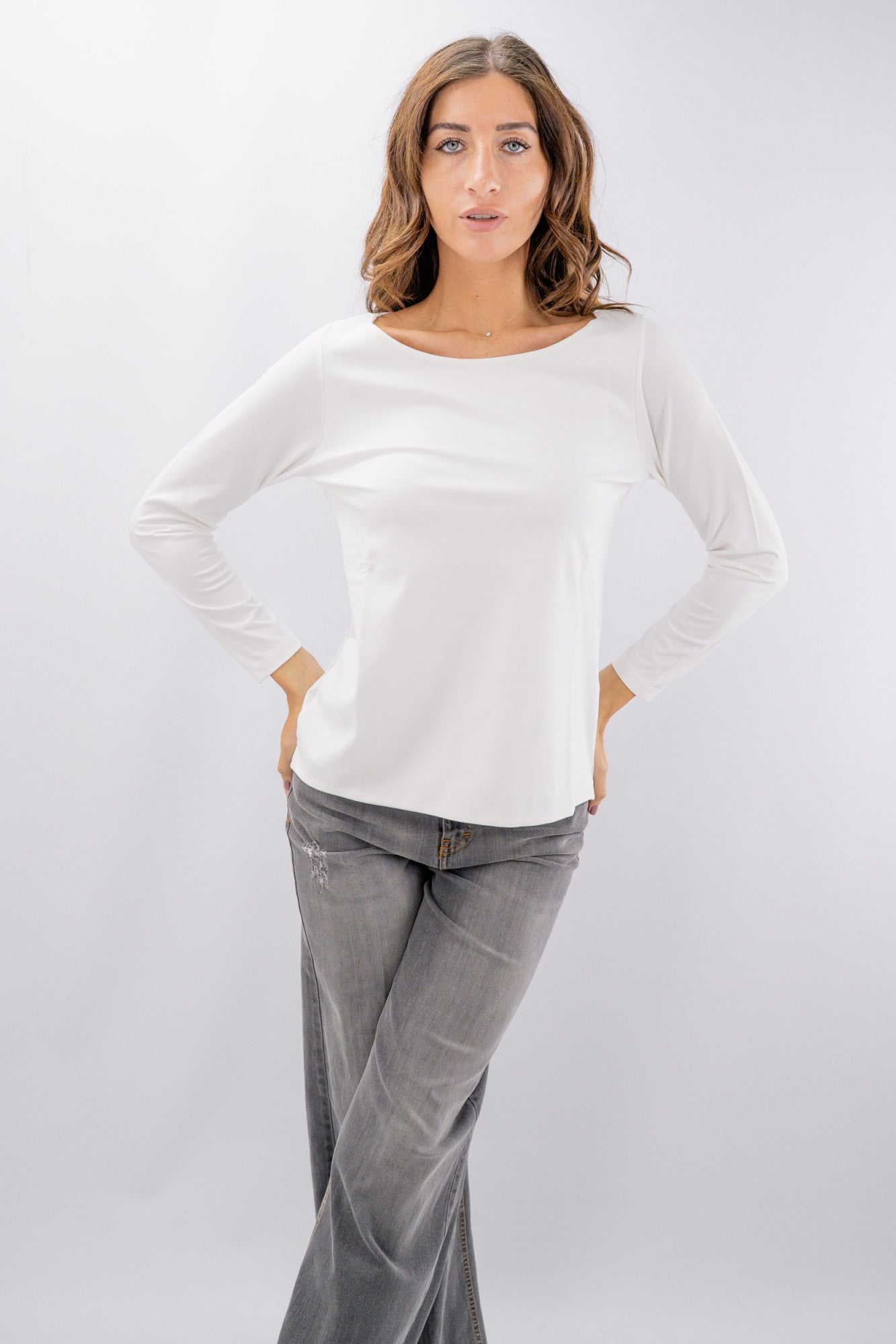 T-shirt manica lunga scollo quadrato
