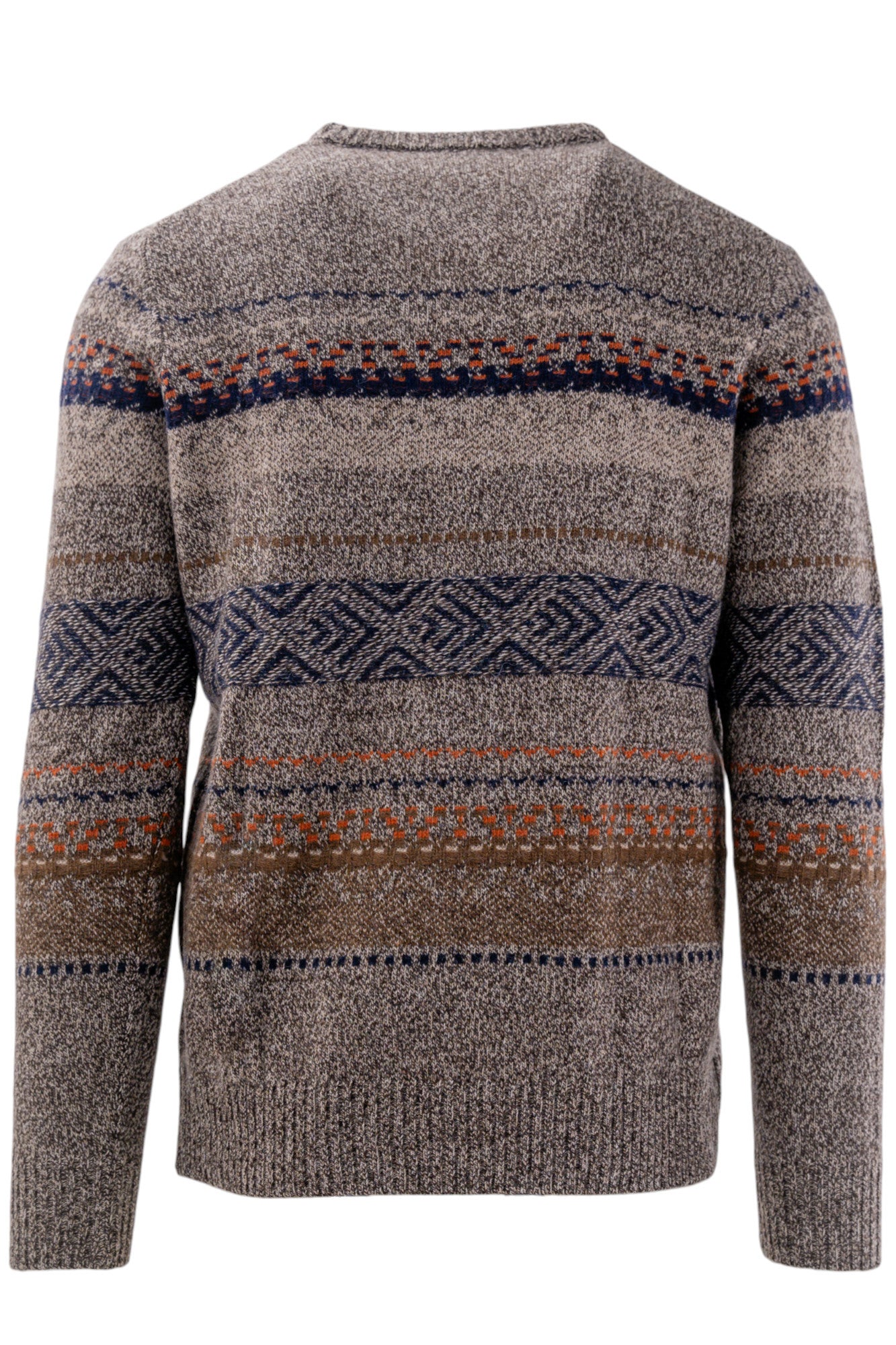 Pullover misto lana con intarsi a righe multicolore
