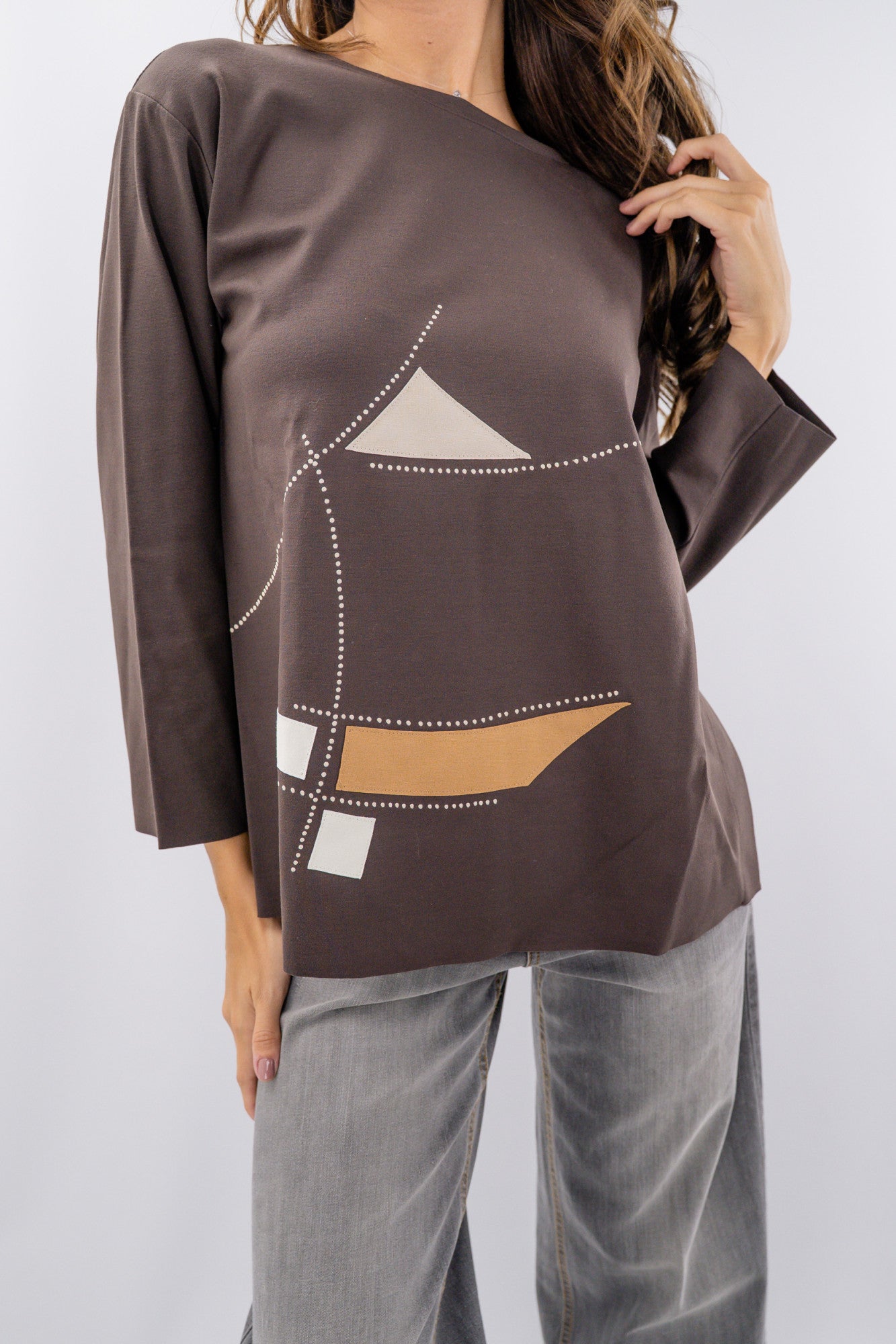 Maglia girocollo con fantasia geometrica