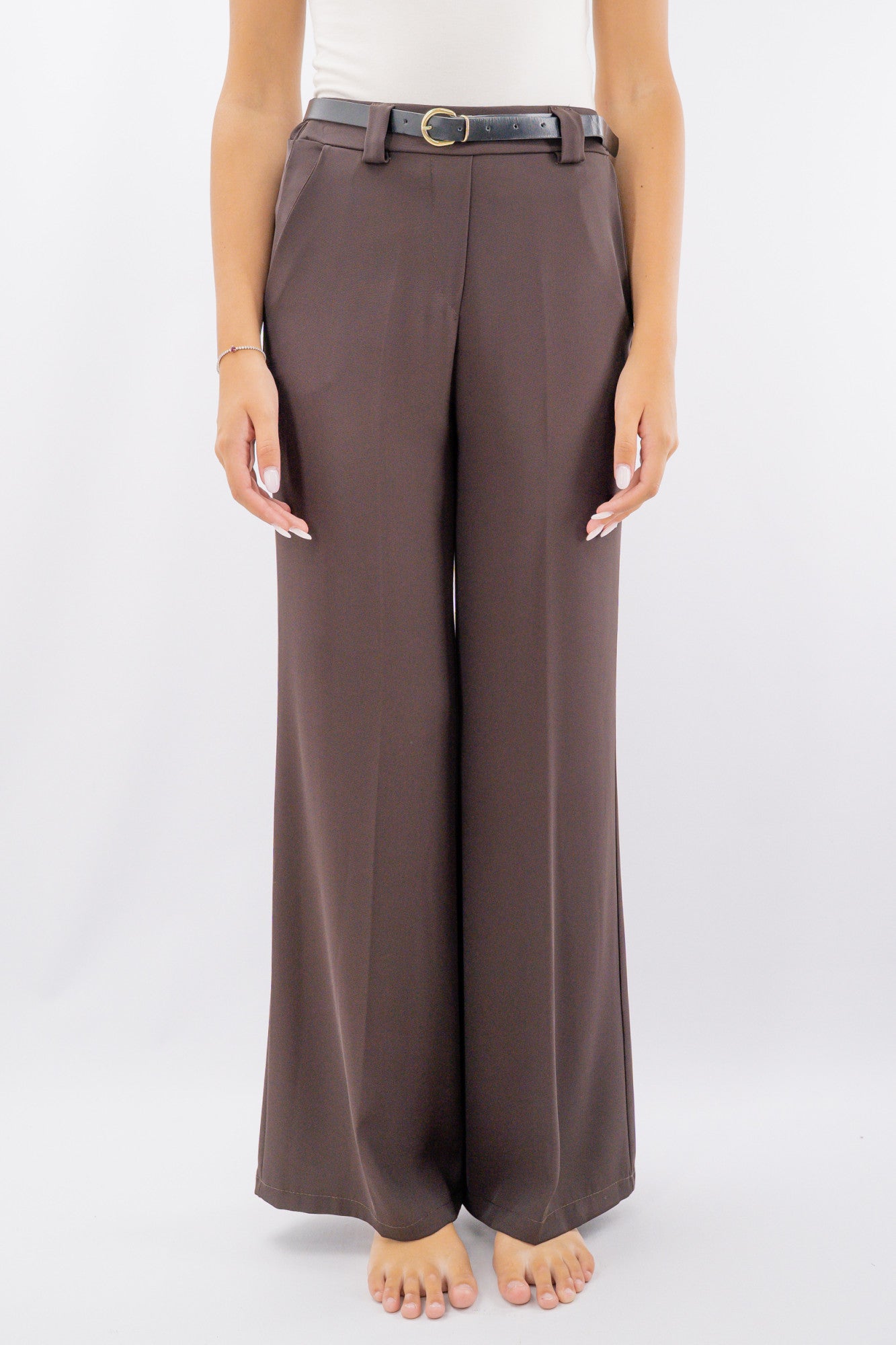 Pantalone palazzo in tessuto fluido
