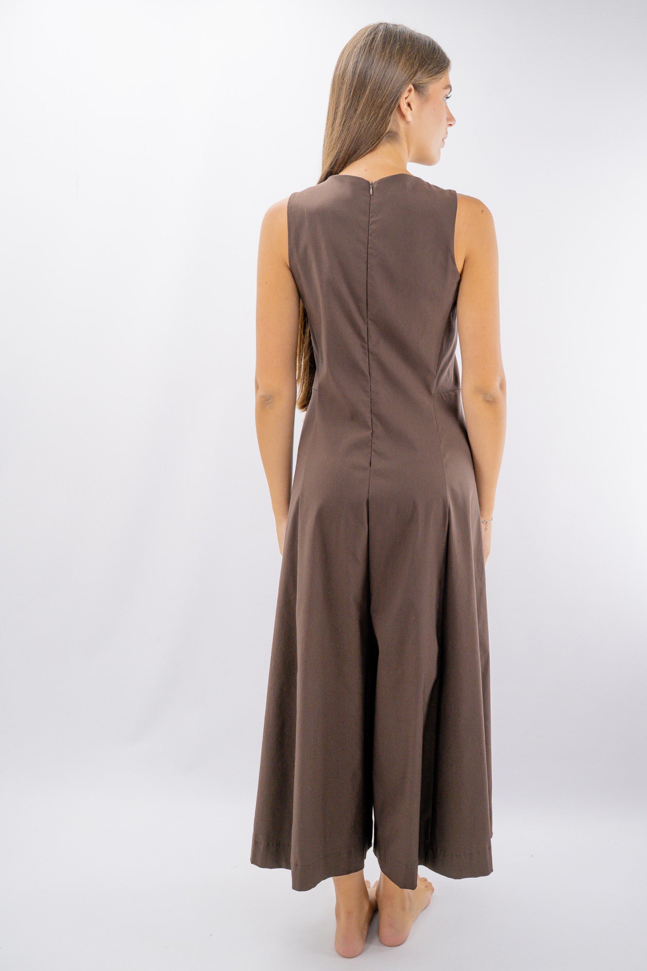 Tuta cropped a palazzo in texture elasticizzata