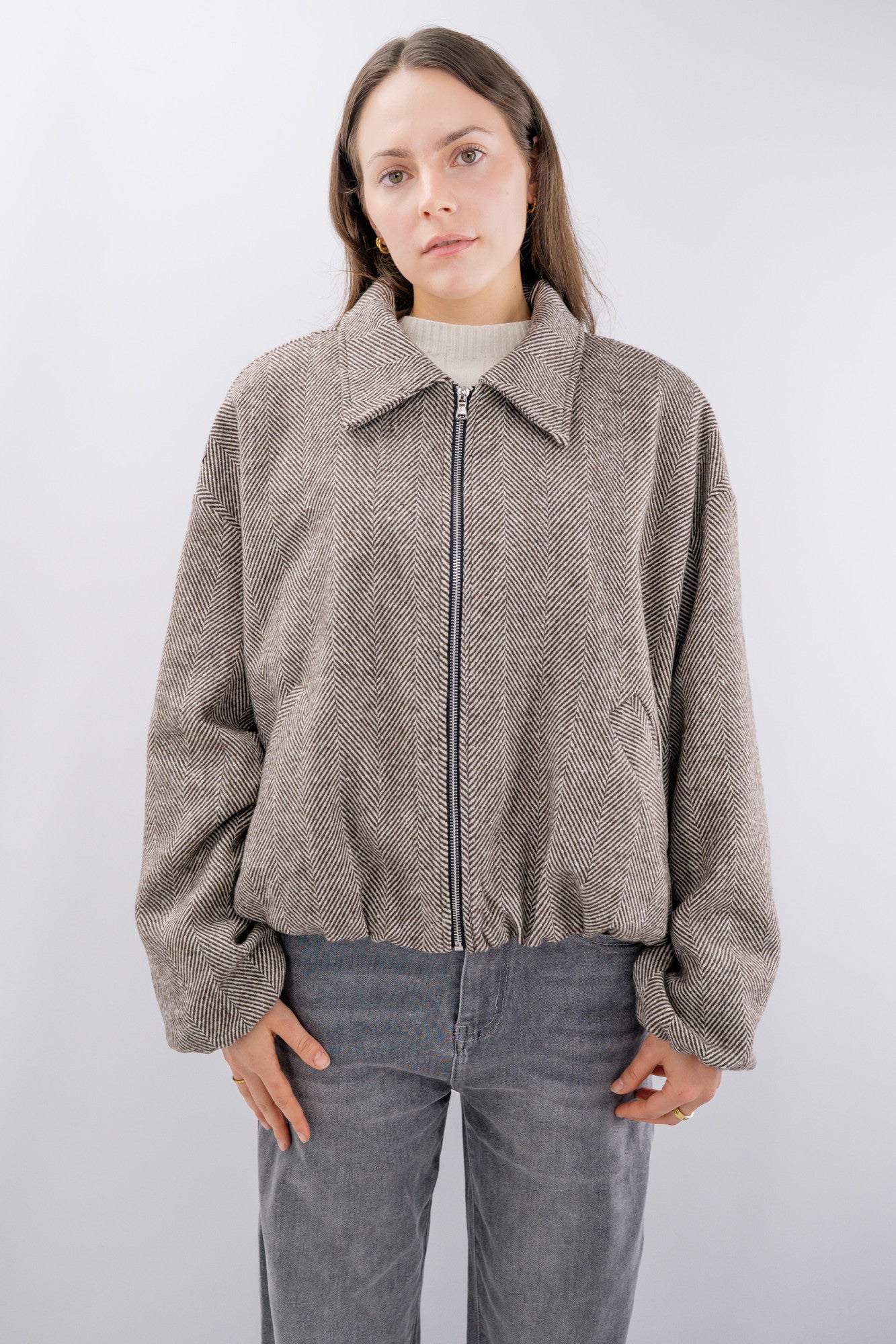 Giubbotto bomber con zip