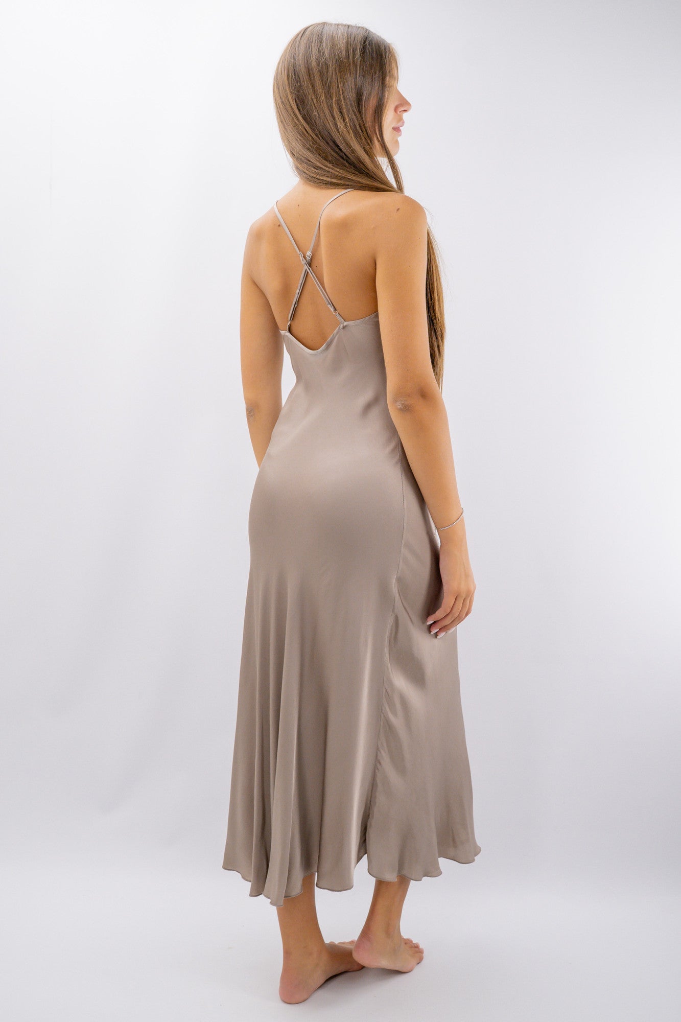 Slip dress in viscosa satinata