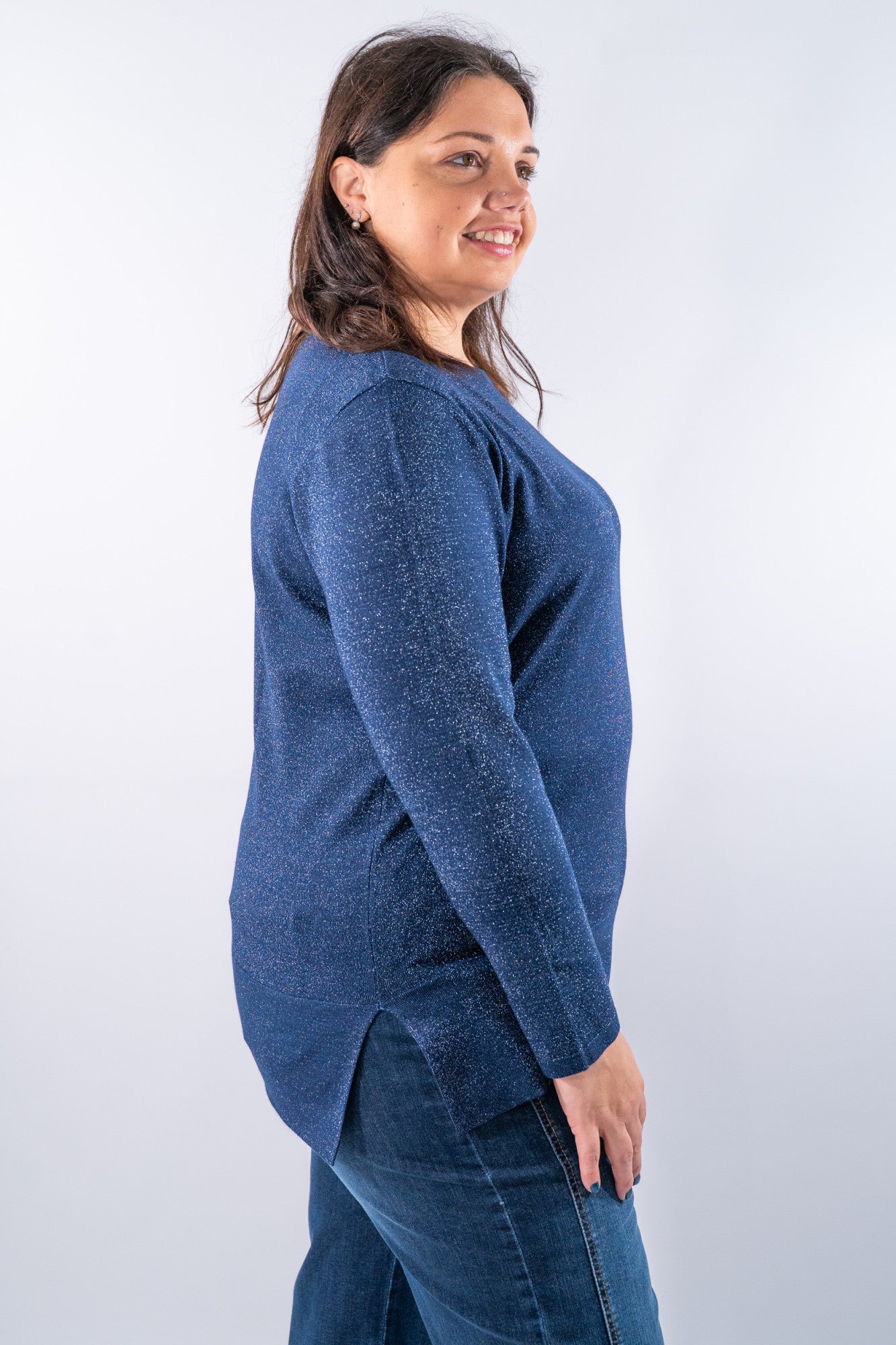 Girocollo over con filati lurex