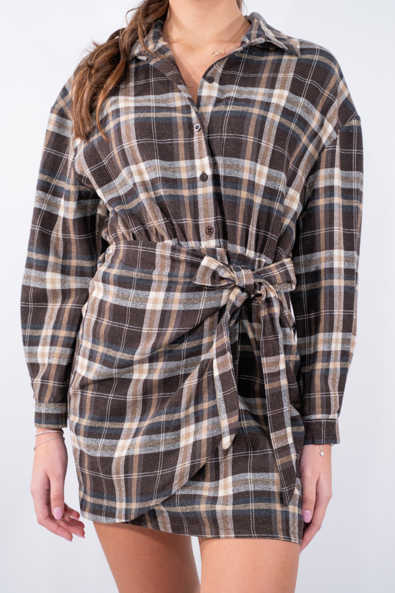 Abito corto in flanella a quadri