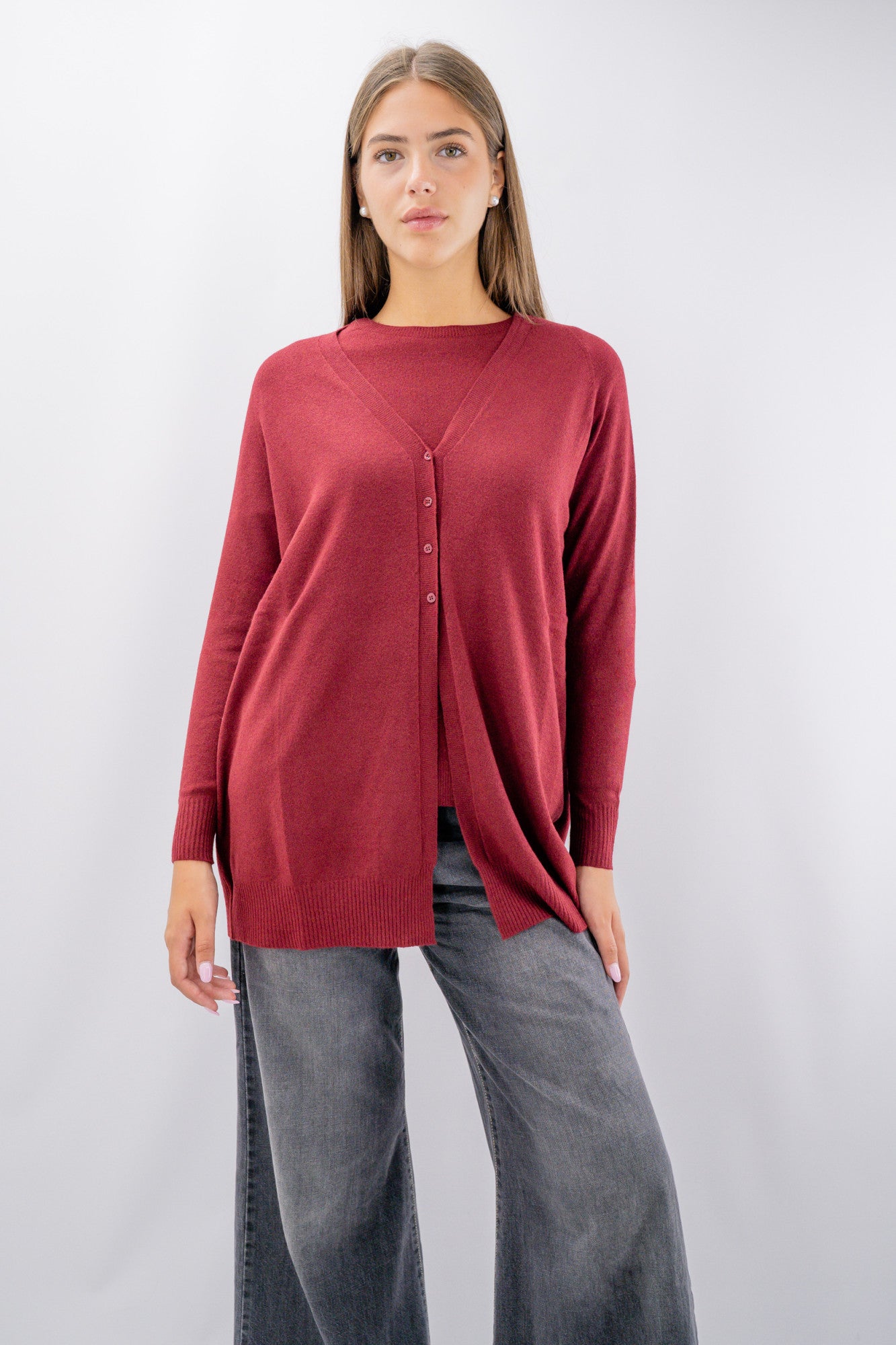 Cardigan lungo con bottoncini