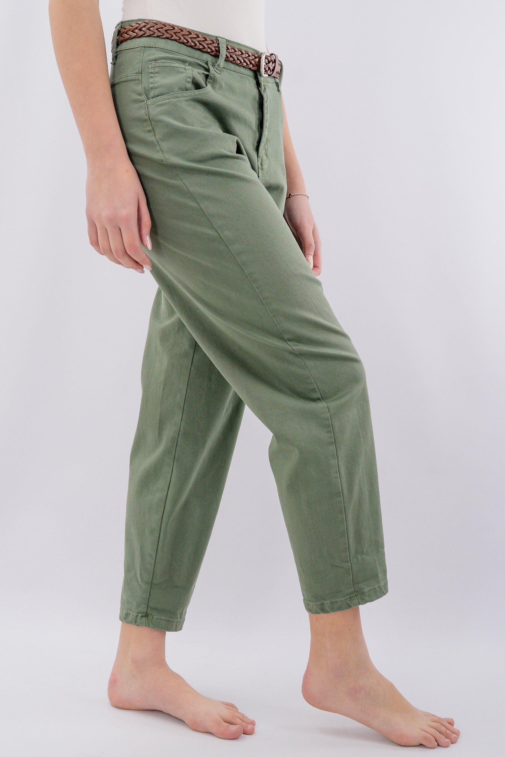 Pantalone ovetto in drill di cotone