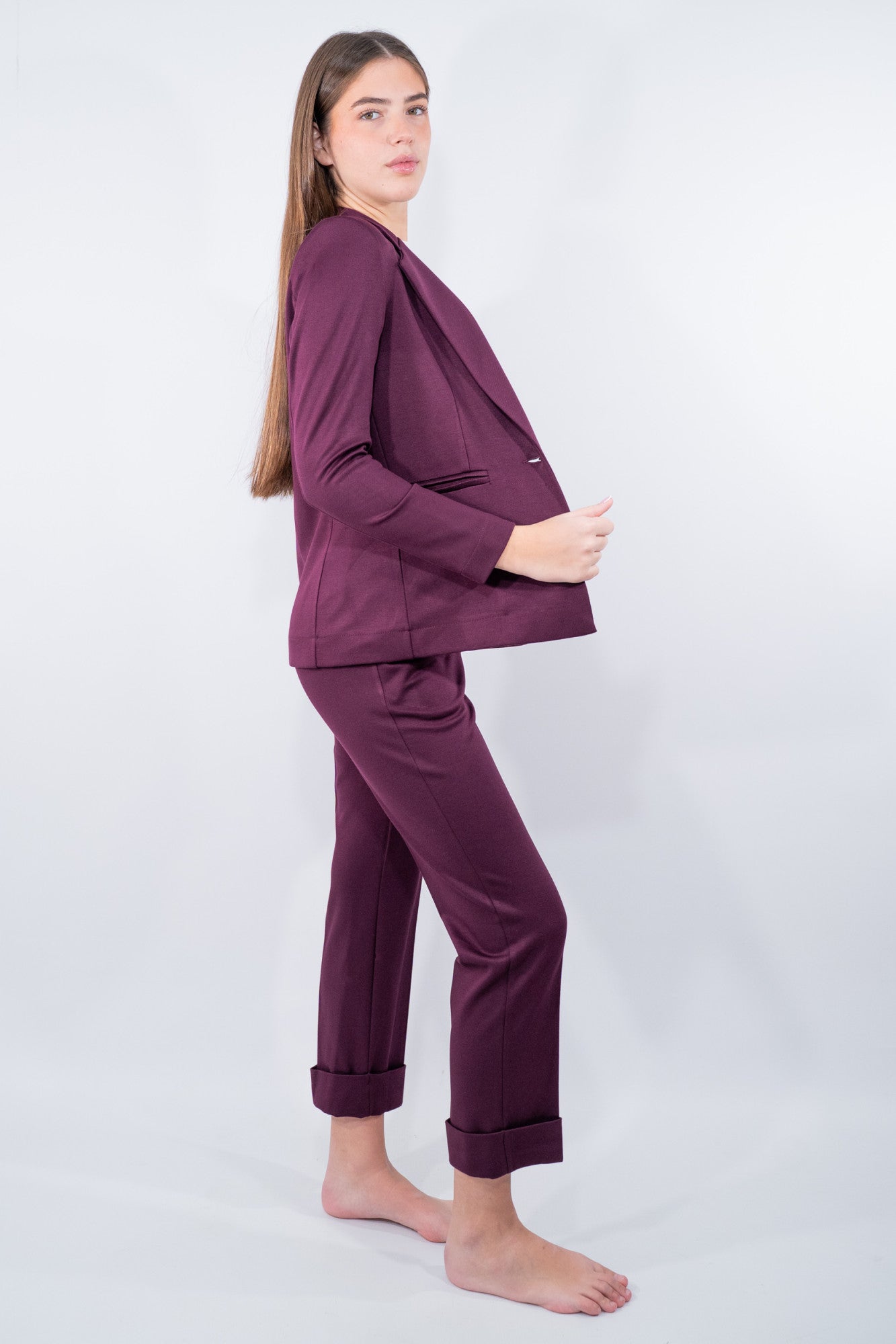 Pantalone con risvolto in punto Milano obliquo.