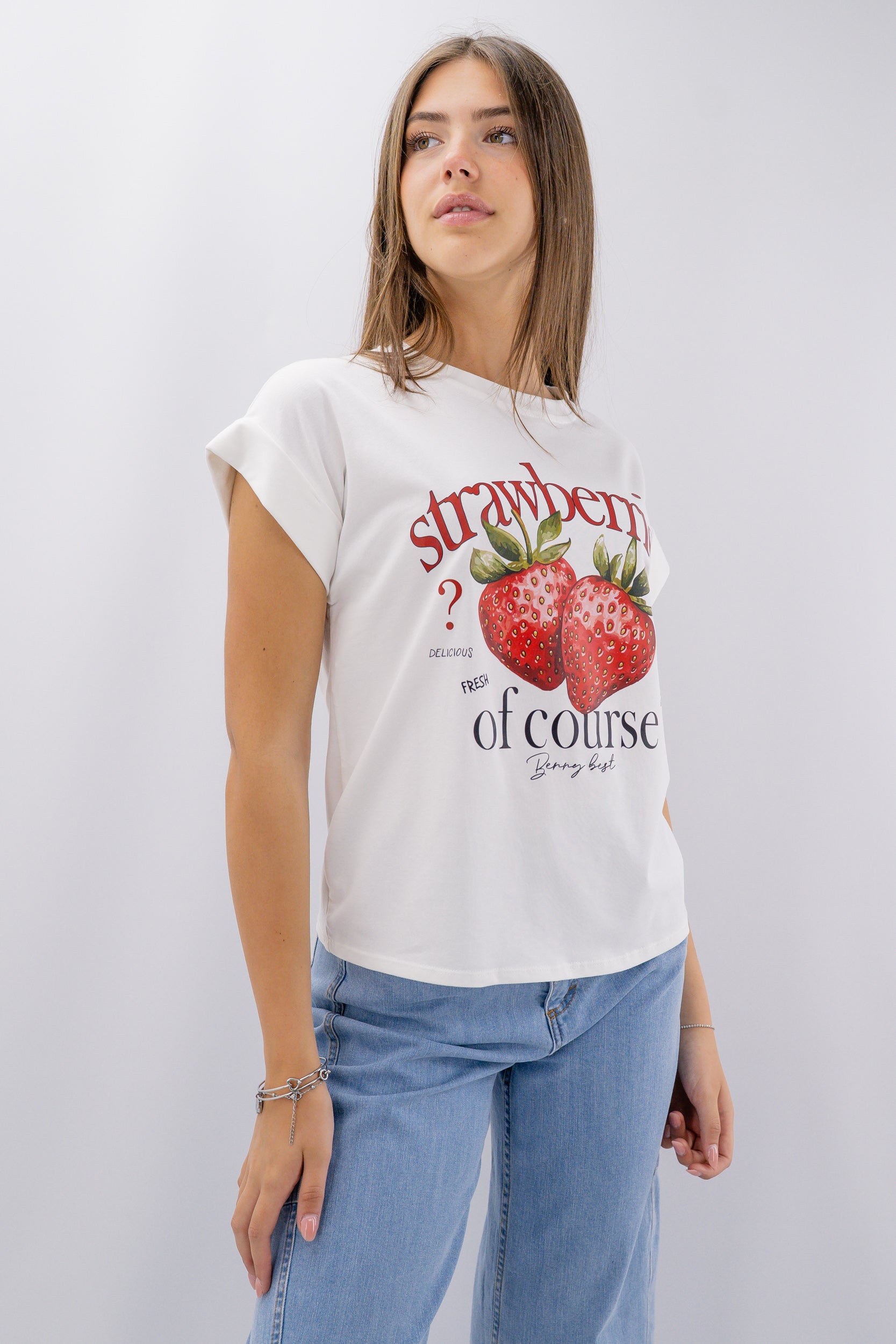 T-shirt dal taglio morbido con stampa fragole