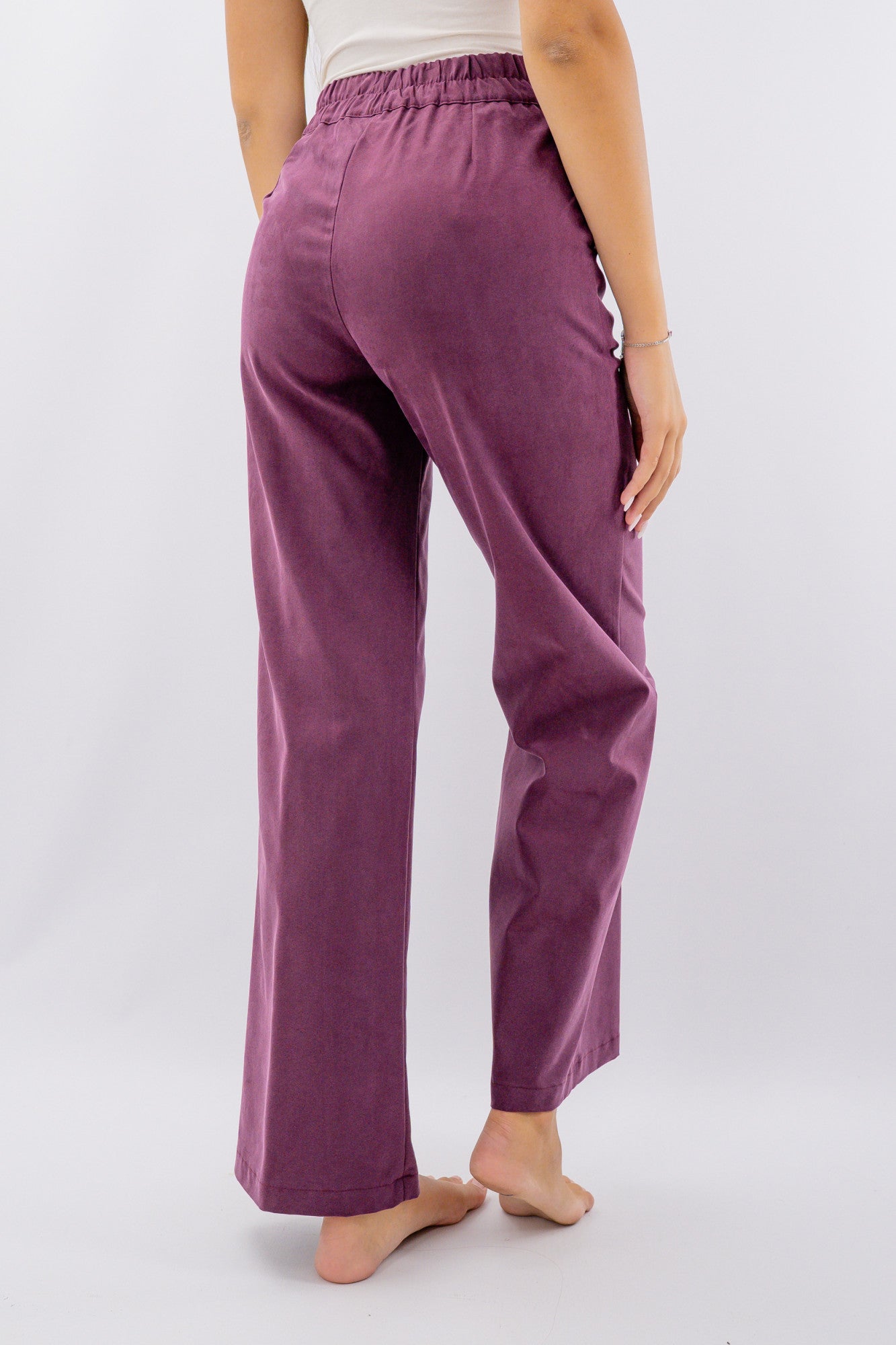 Pantalone palazzo in tessuto mano pesca soft