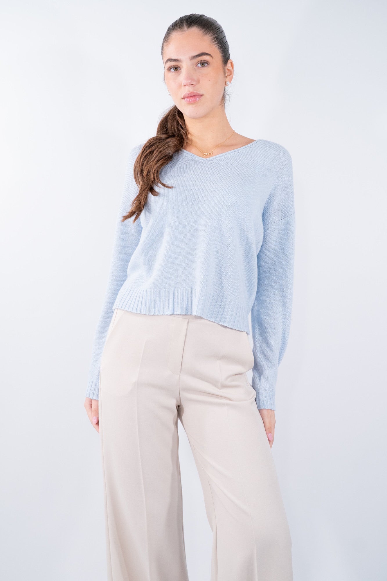 Maglia boxy con abbassamento a coste