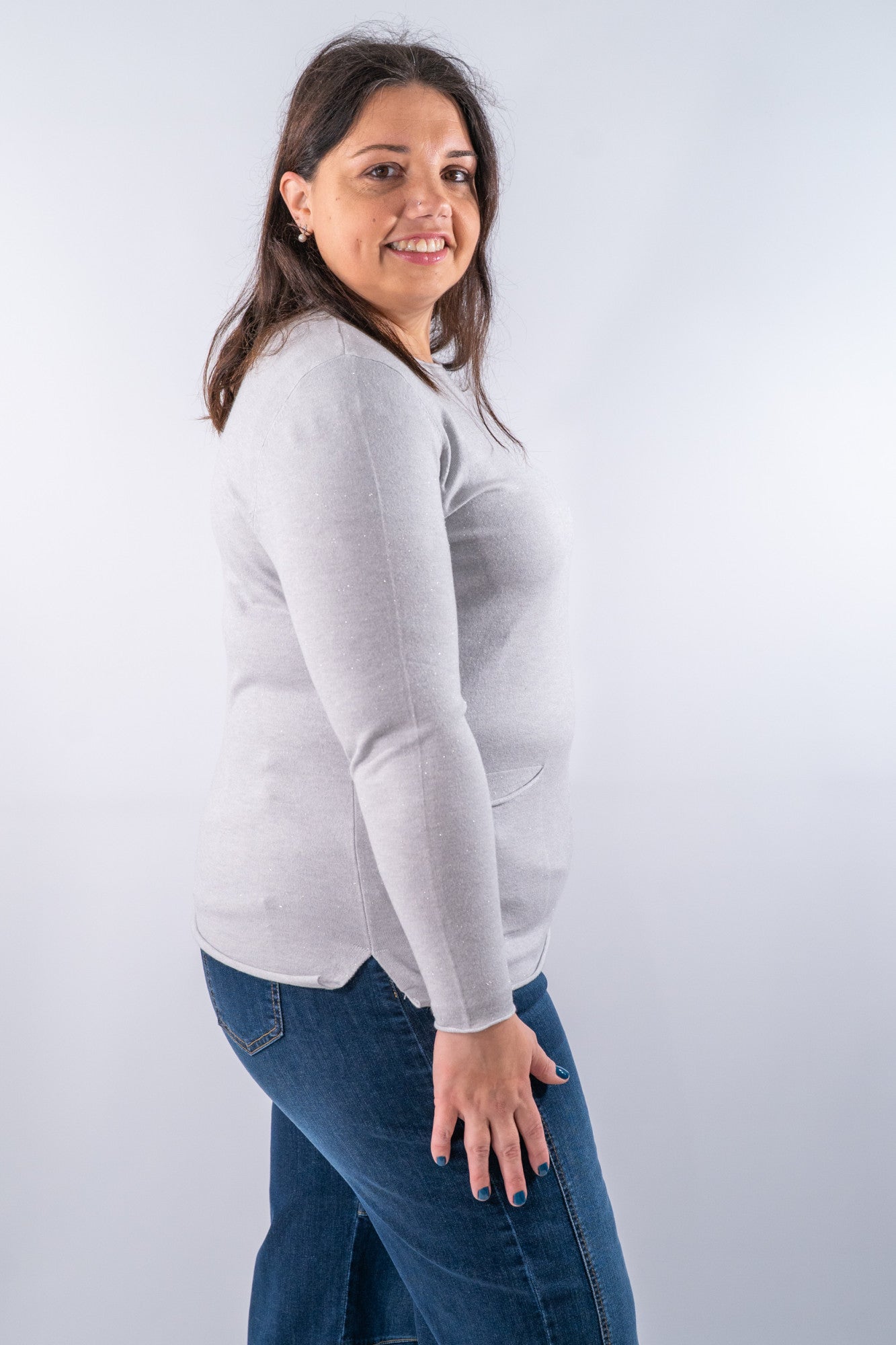 Girocollo over con tasche applicate