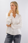 Blusa con collo alla coreana in viscosa satinata