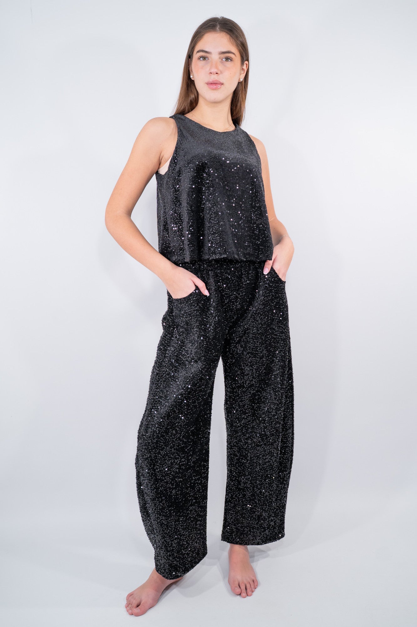 Pantalone ballon con pailettes