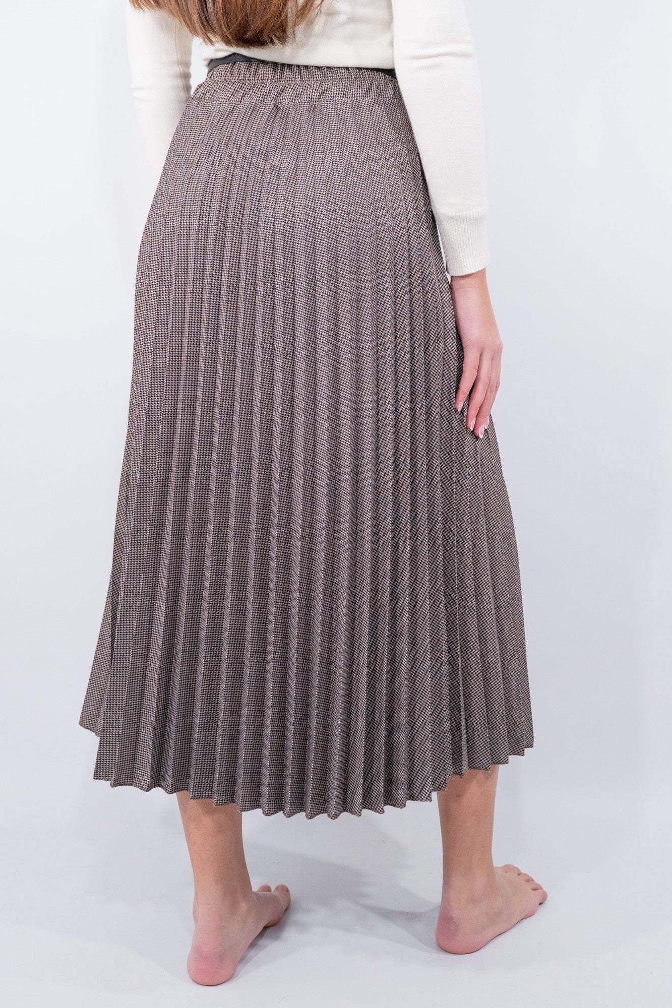 Gonna lunga a pieghe con cintura integrata