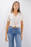 Camicia mussola cotone con scollo a V
