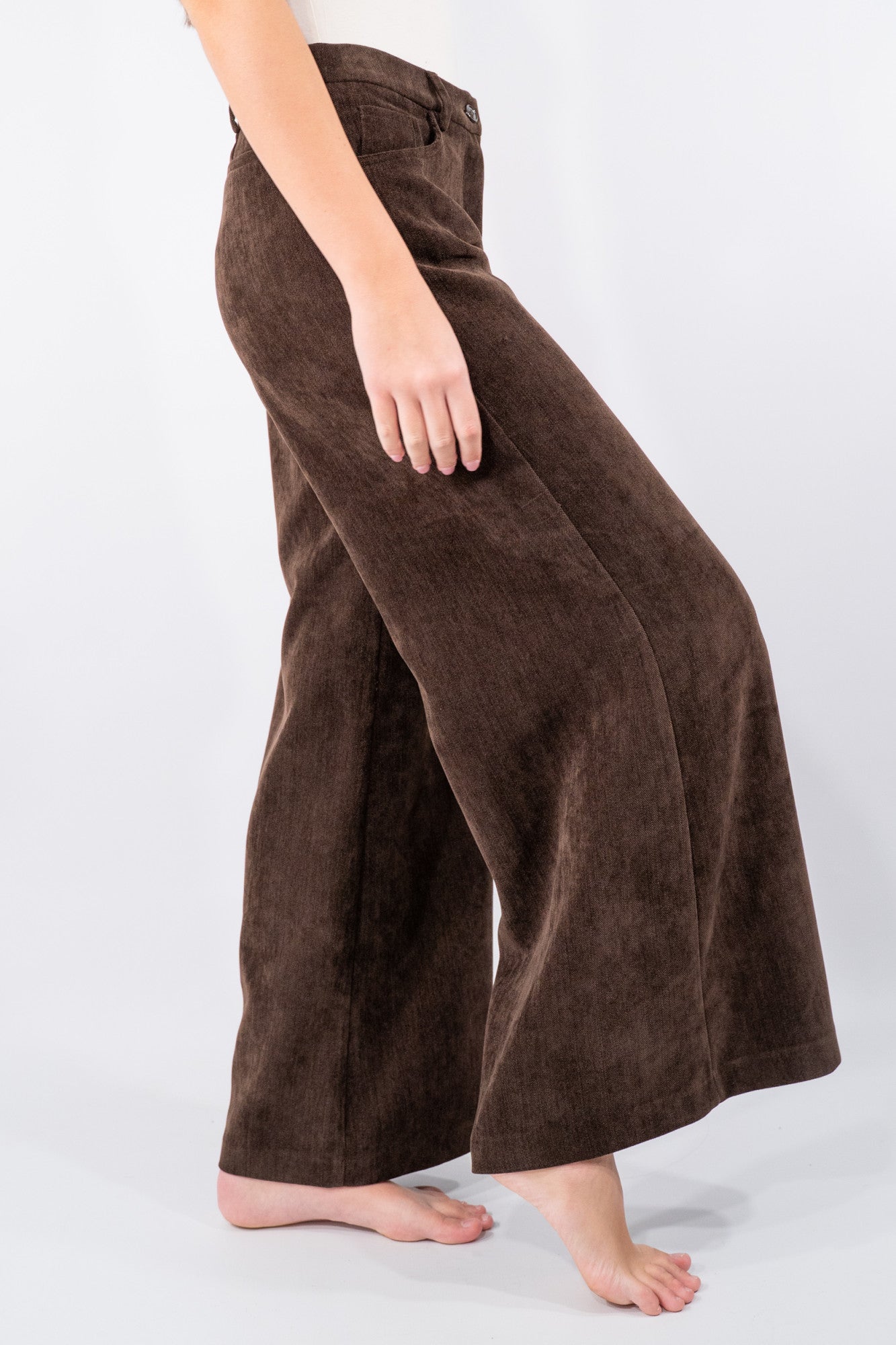 Pantaloni palazzo in tessuto effetto velluto