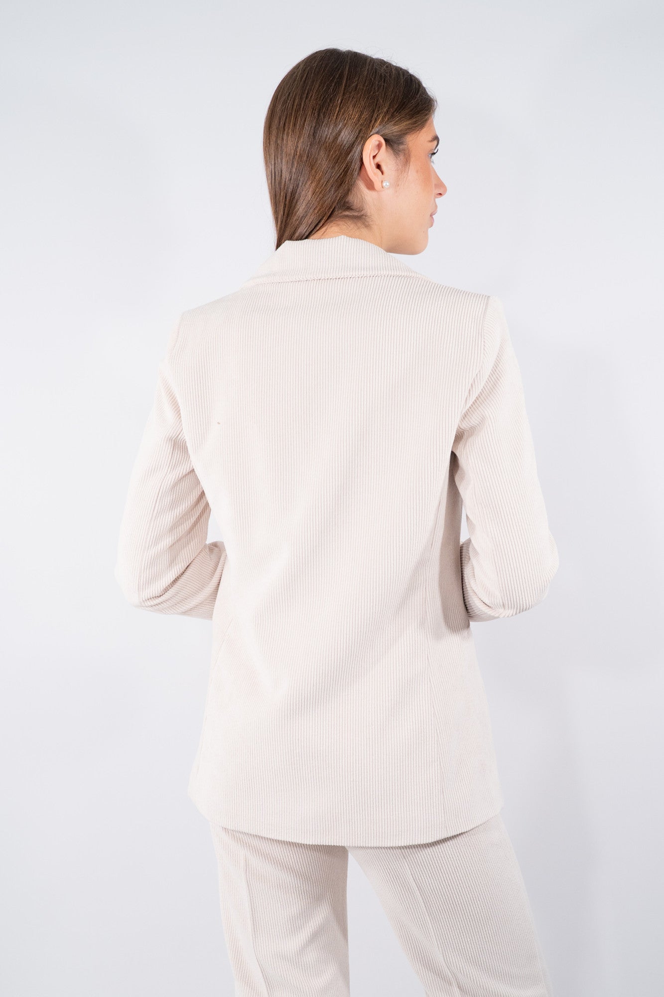 Giacca monopetto in velluto a coste con rever classico