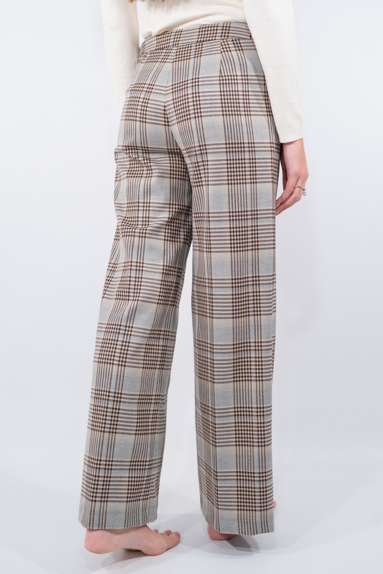 Pantalone palazzo con motivo check