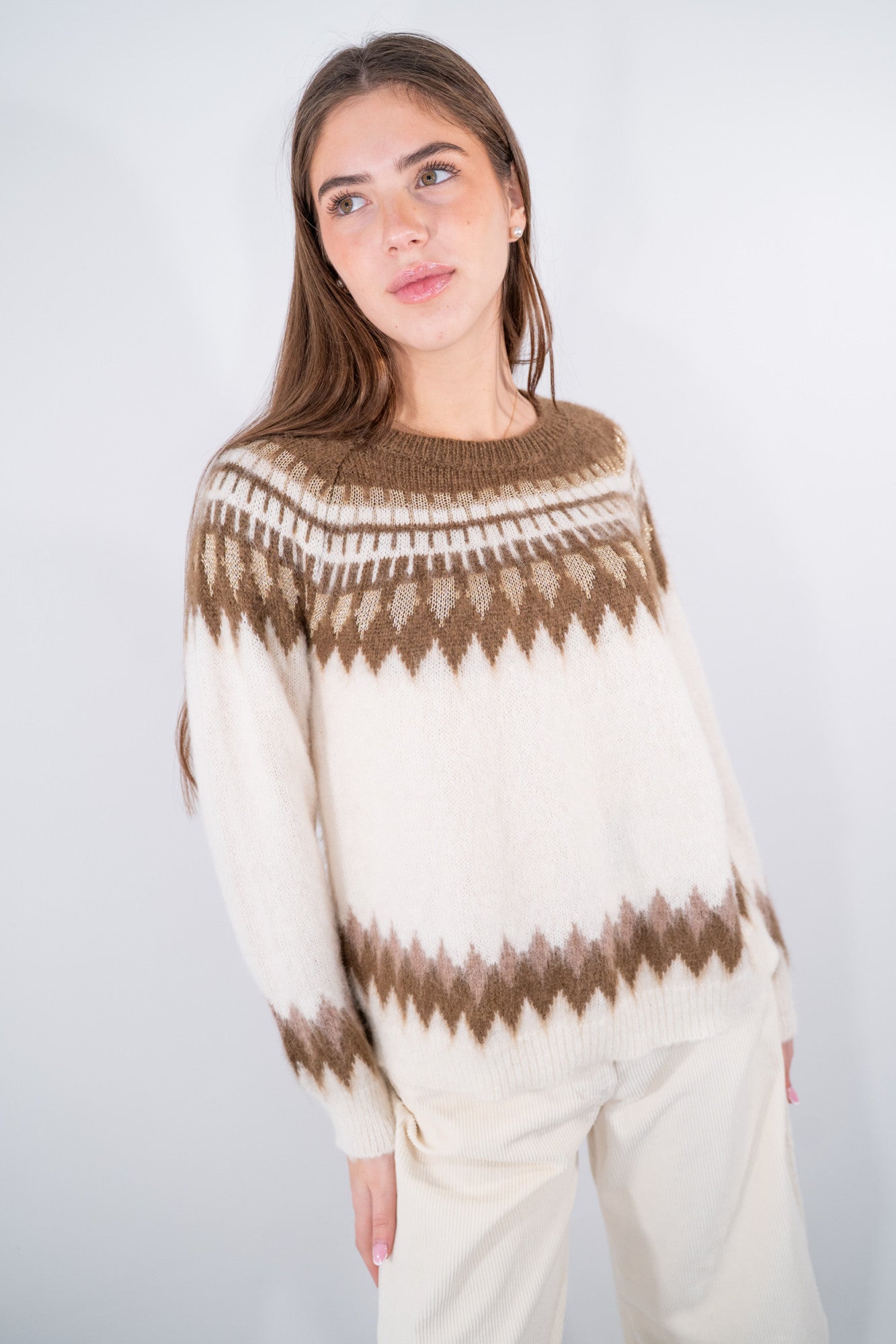 Maglia girocollo con motivo geometrico