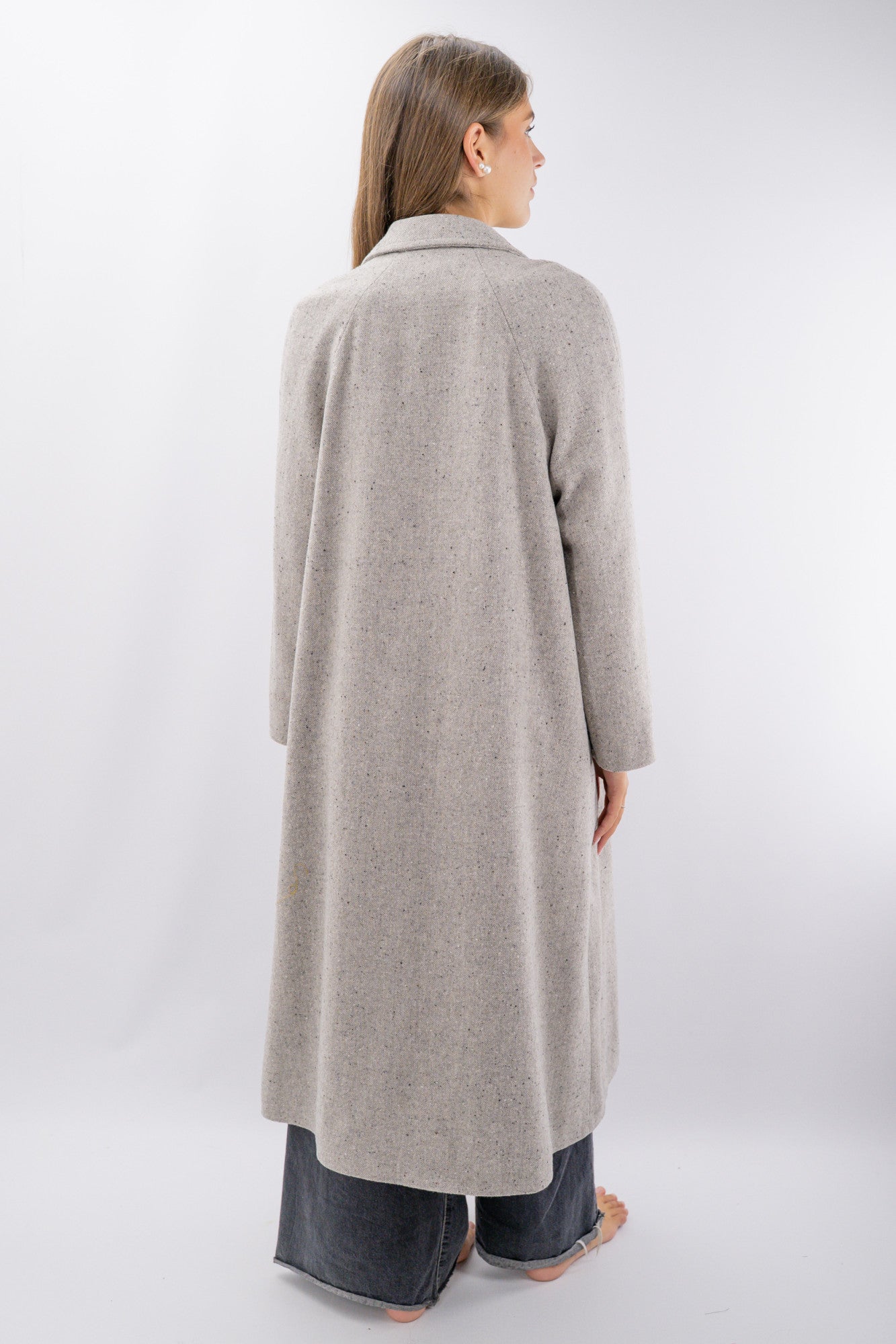 Cappotto oversize foderato in texture ad effetto melange.