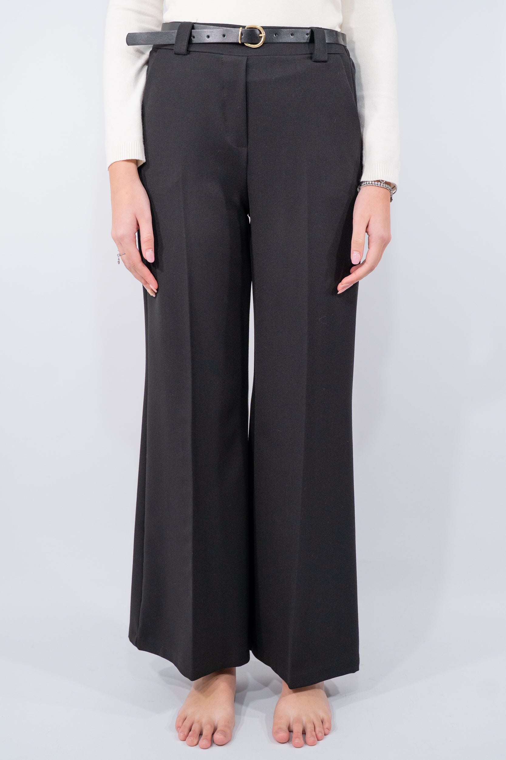 Pantalone sartoriale con elastico e cintura in vita