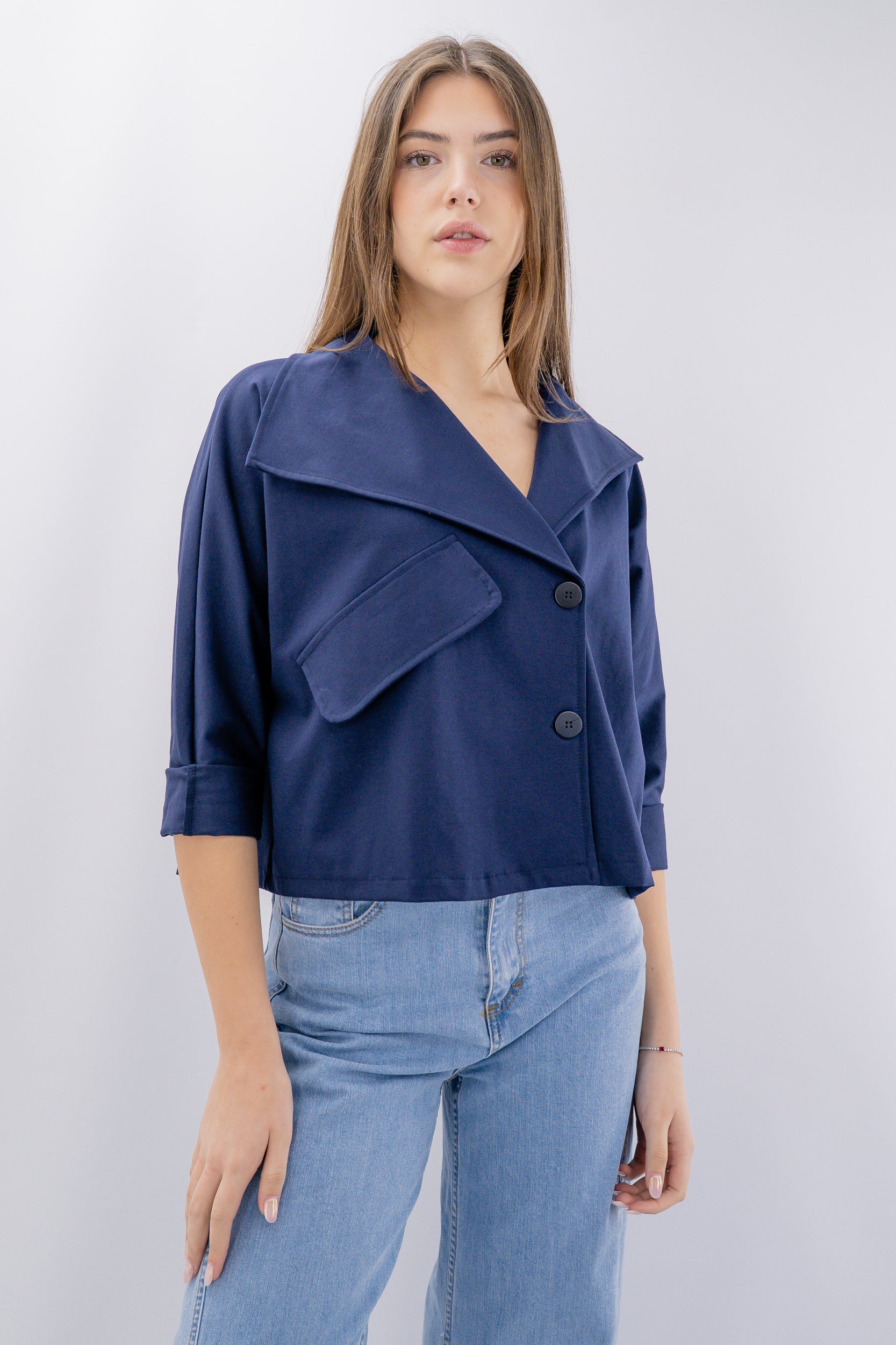 Blazer in punto Milano con revers ampi