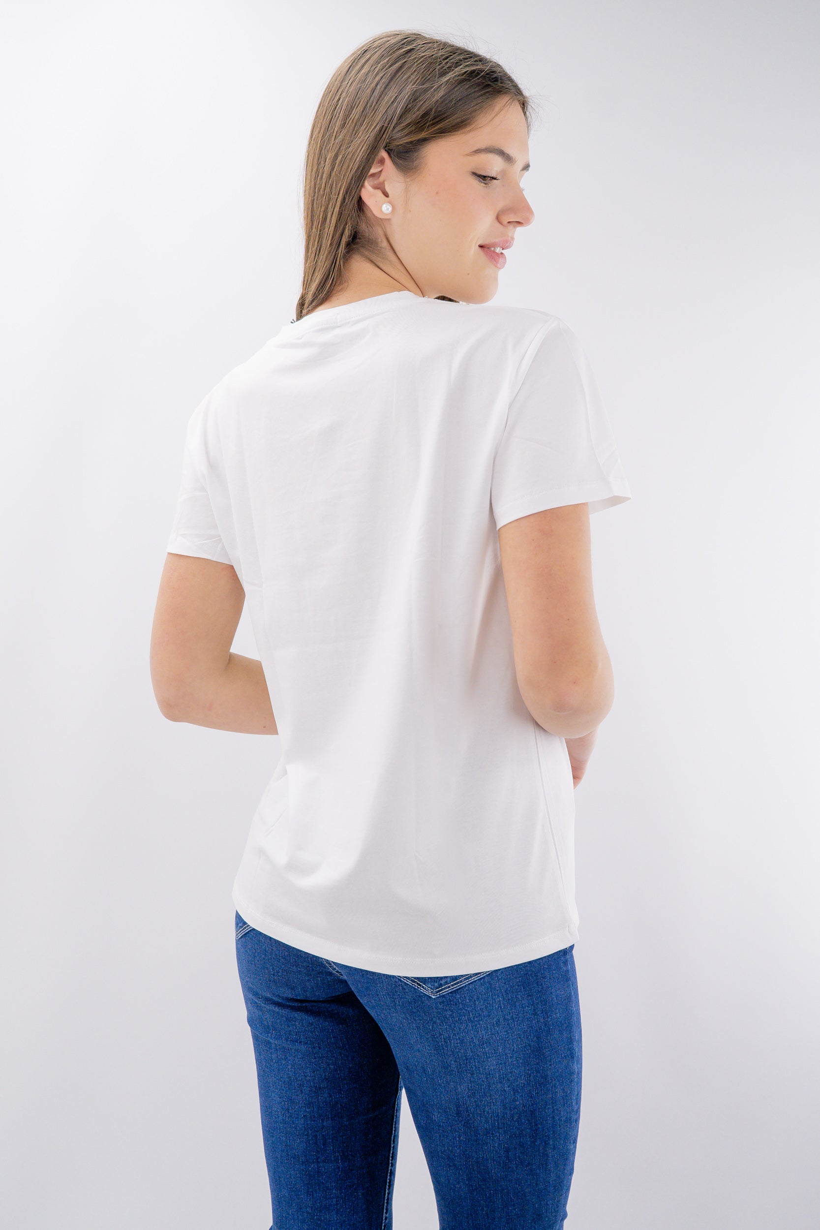 T-shirt stampa orsetto con strass