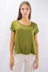 Blusa in viscosa ad effetto satinato con bordi lurex