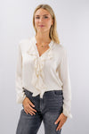 Camicia in viscosa satinata con rouches