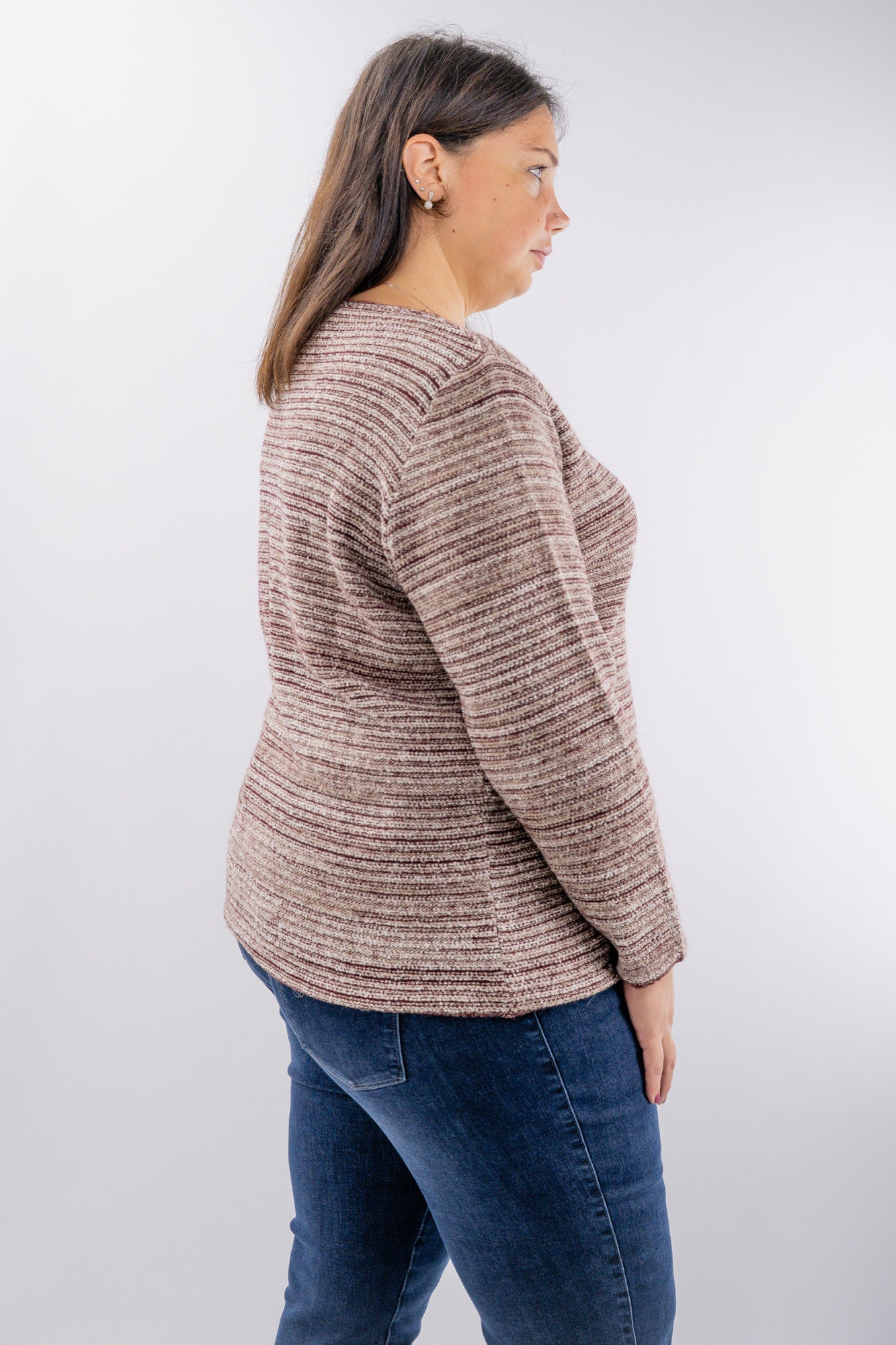 Maglione in filato mélange rigato con lurex