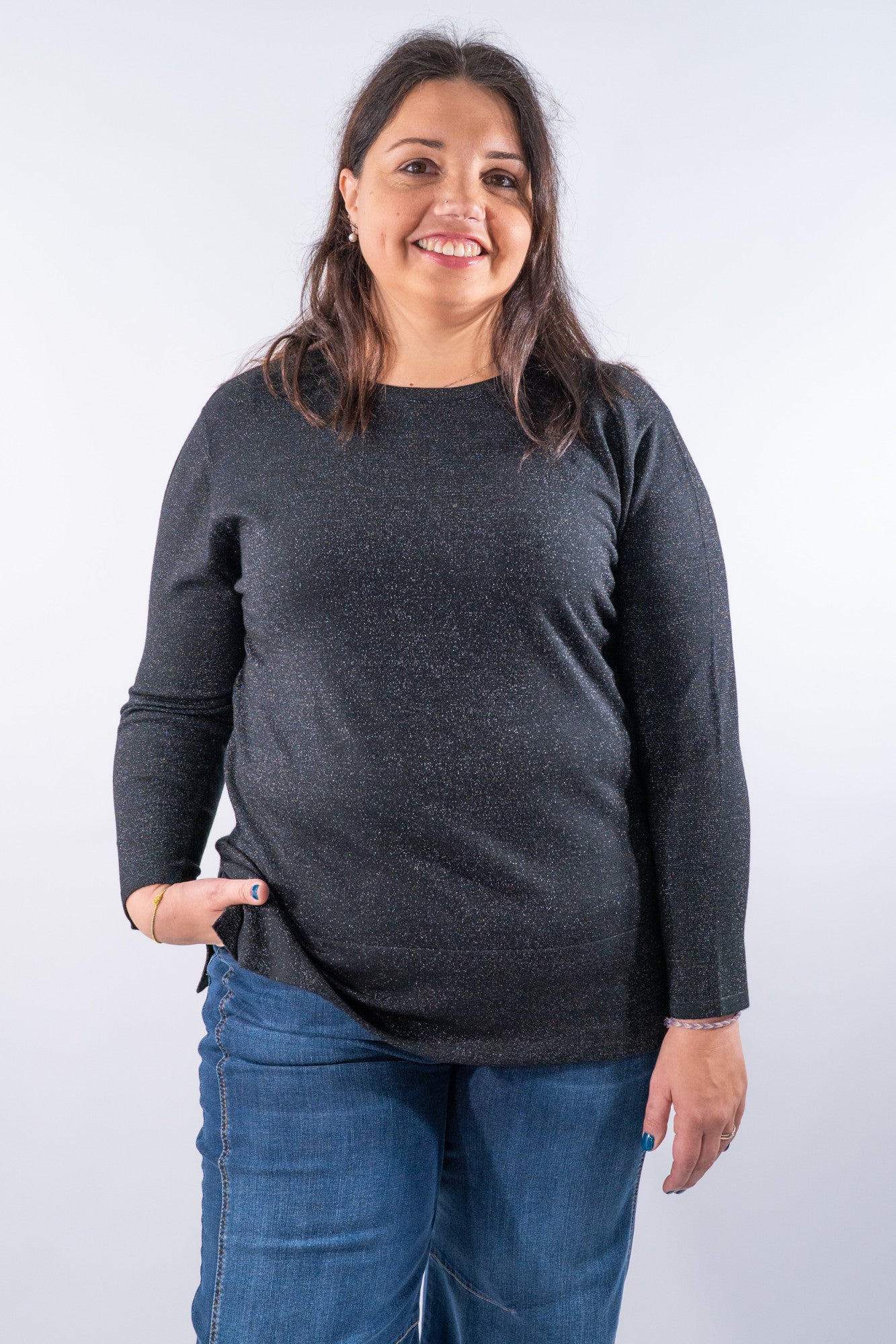 Girocollo over con filati lurex