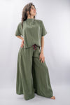 Set coordinato: blusa e pantalone fluidi in misto modal