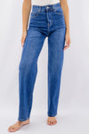 Jeans dritto elasticizzato a vita alta