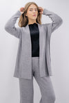 Cardigan aperto a costine in lurex