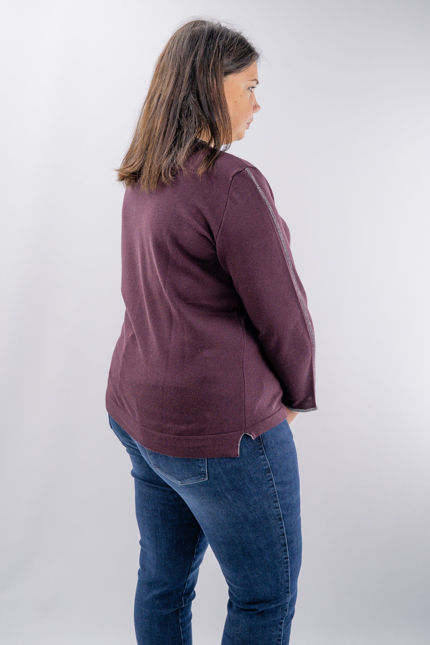 Maglia over con profili e rifiniture in lurex