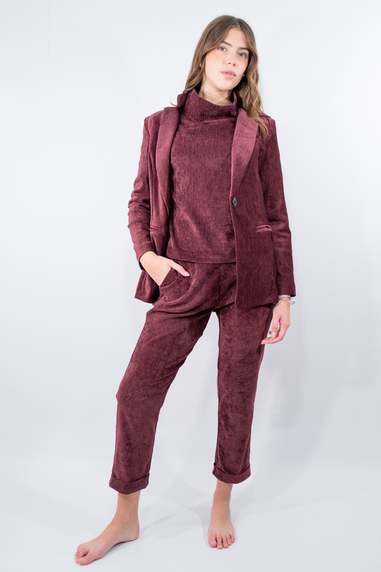 Blazer in effetto velluto