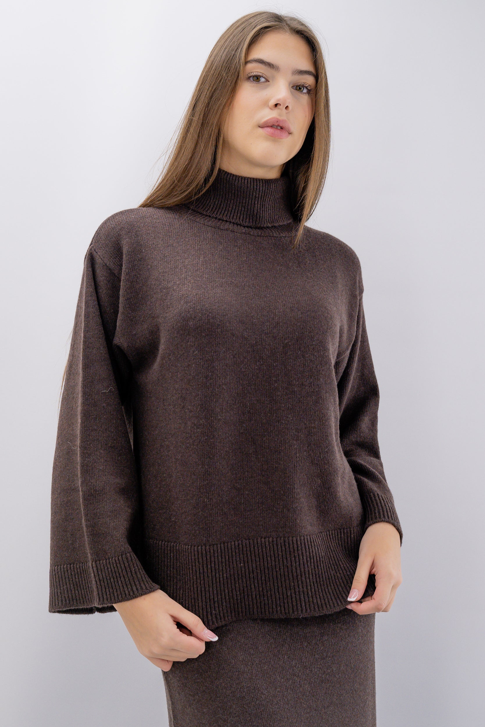 Maglione vulcano in misto lana con spacchi