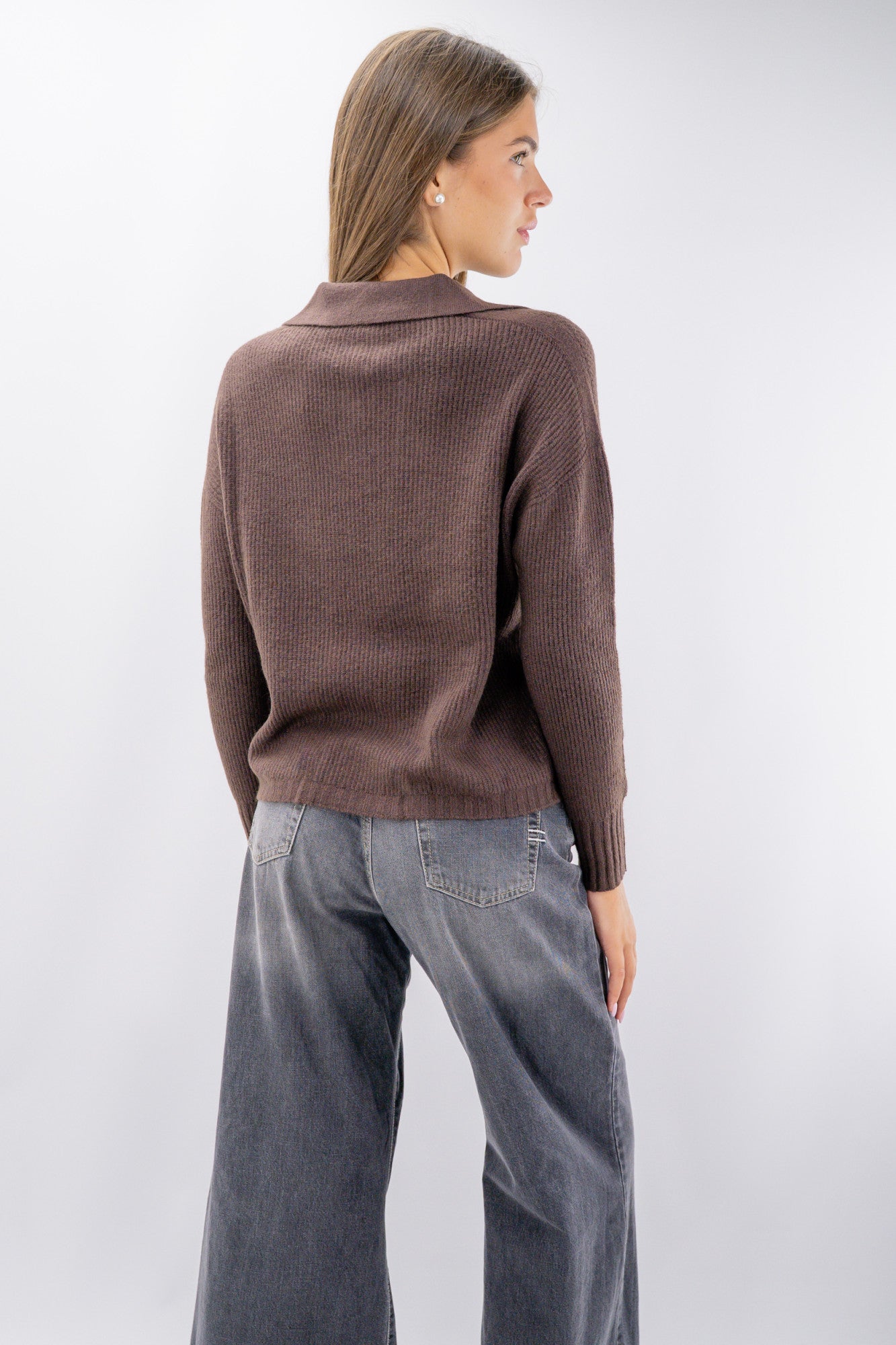 Polo derby in maglia a costine